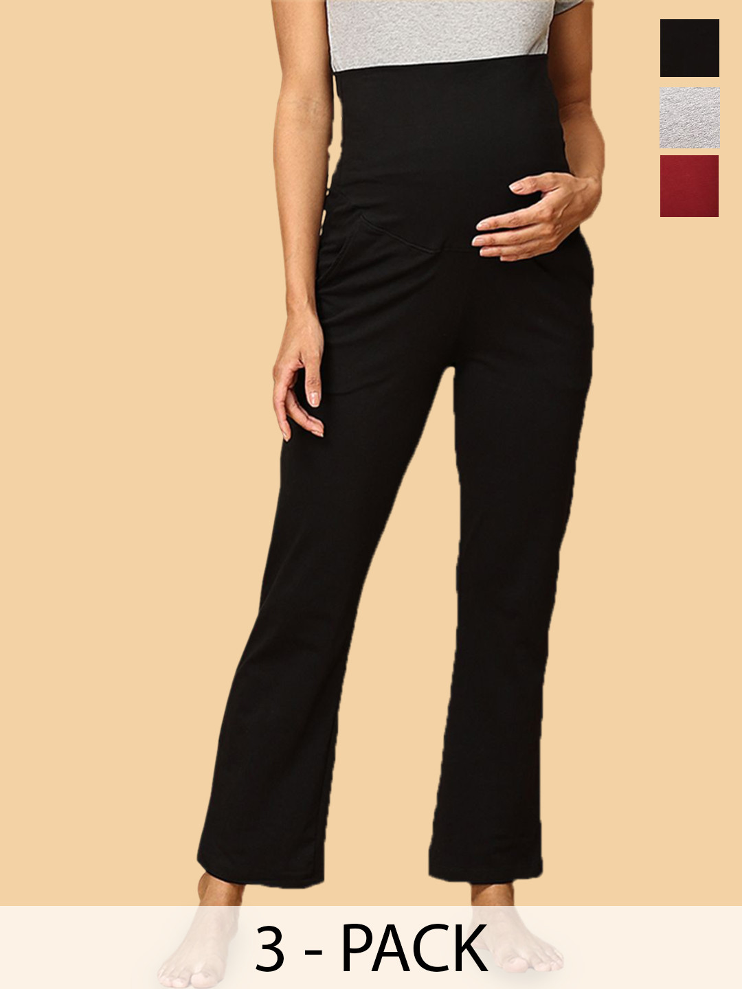The Mom Store Women Pack Of 3 Maternity Track Pants