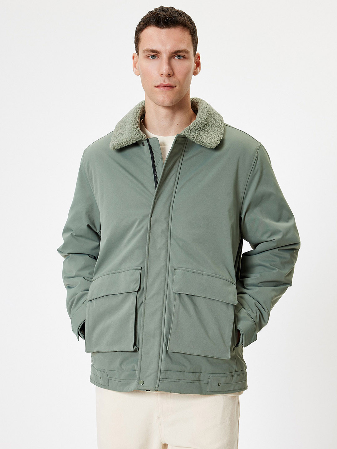 Koton Striped Bomber Jacket