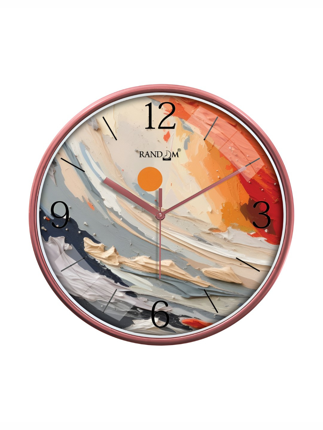 RANDOM Pink Plastic Ultra Clear Glass Round Battery Analogue Wall Clock-30cm