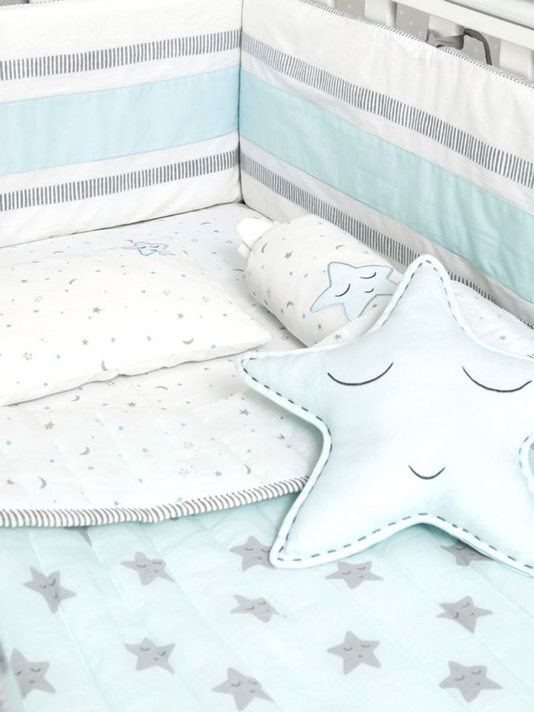 Masilo Blue Printed Organic Cotton Baby Bed Sets