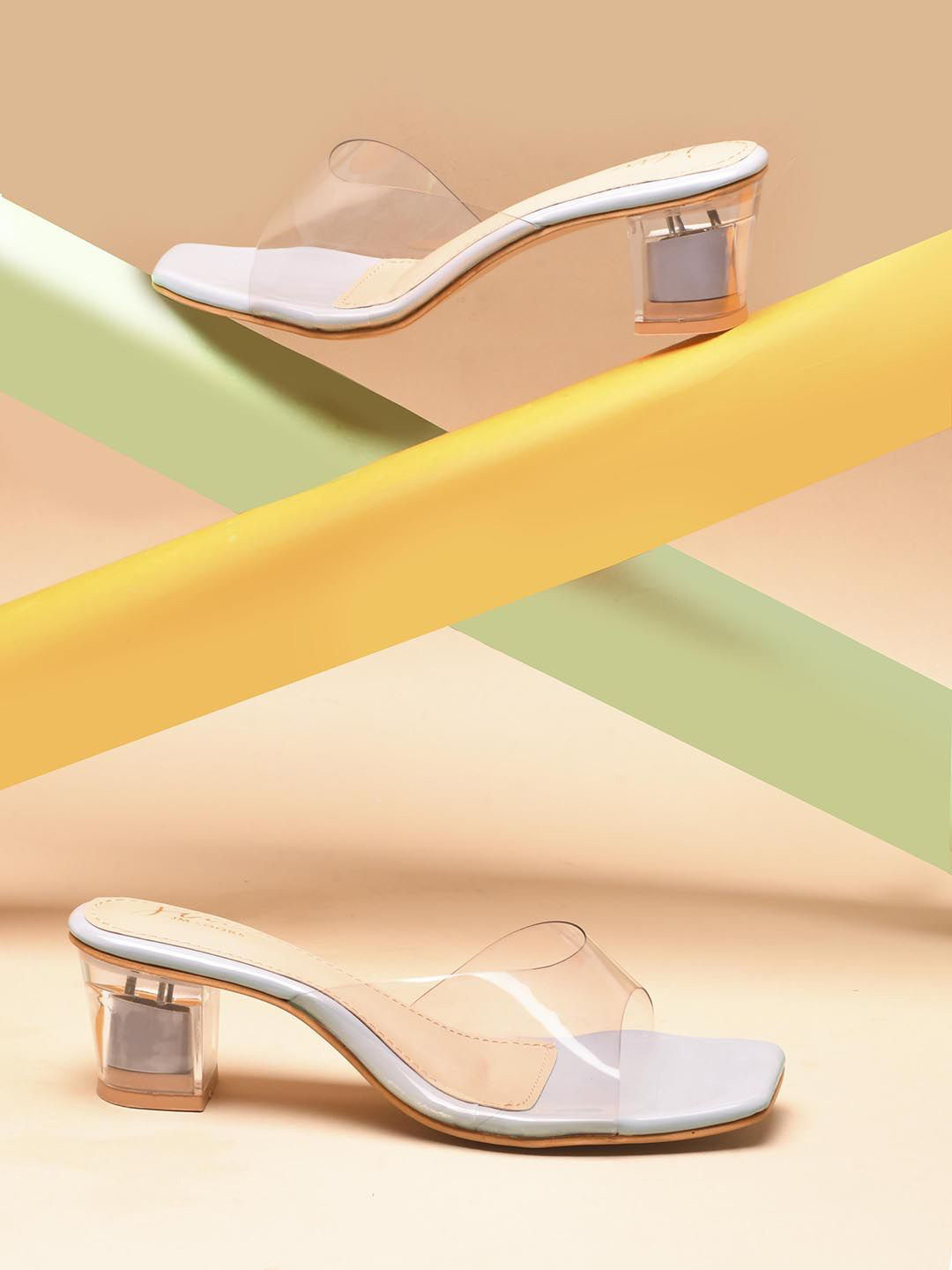 JM Looks Trasparent Block Heel Sandals