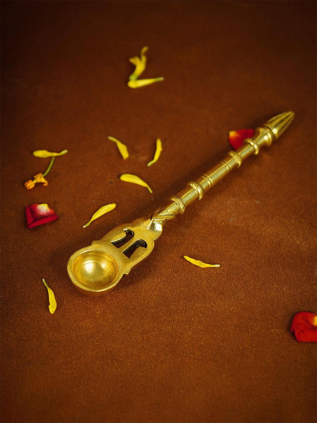 Ekhasa Gold Toned Brass Puja Havan Spoon & Chamach