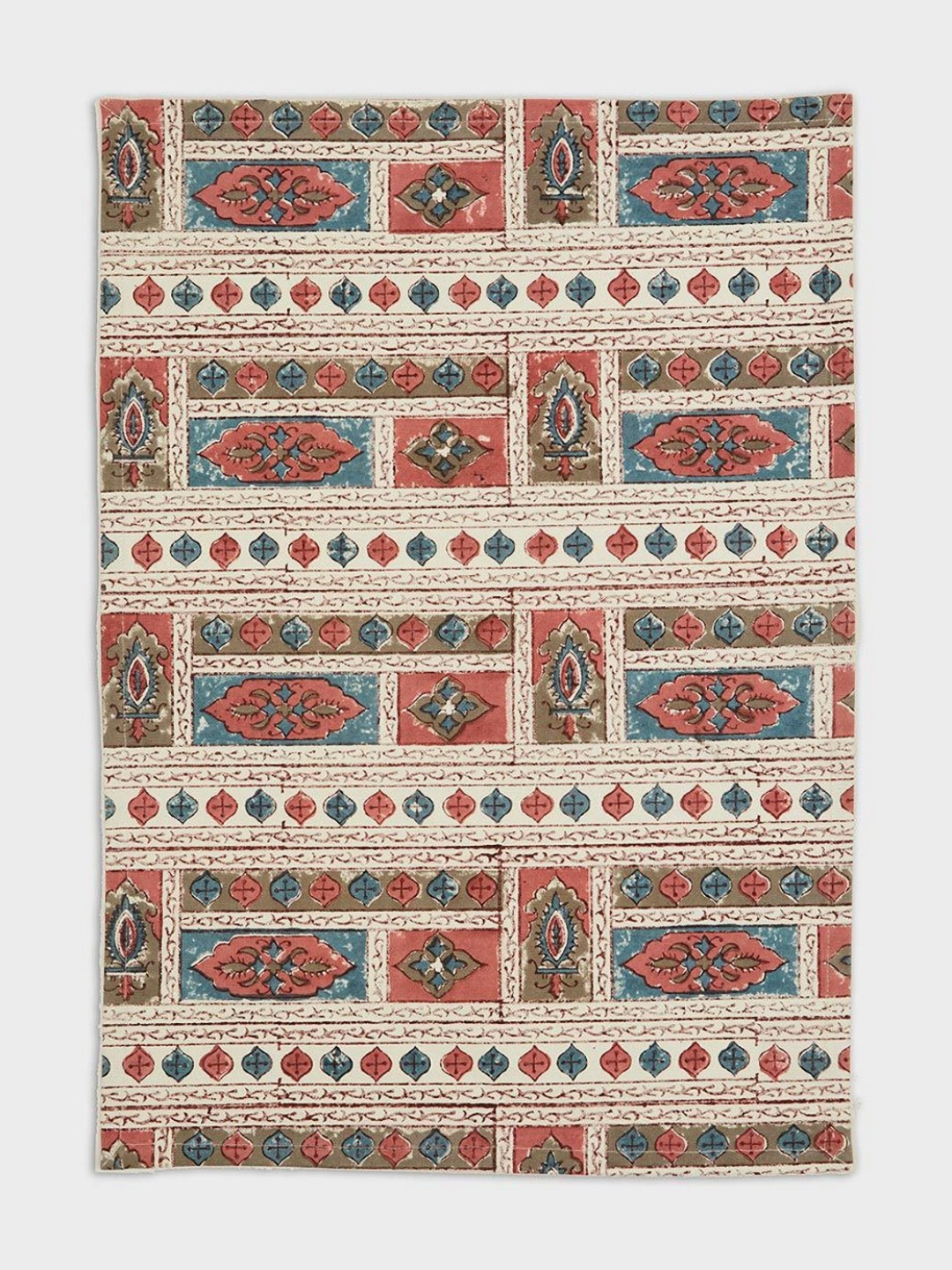 Fabindia Cerise 6 Pieces Pink & Green Ethnic Motifs Printed Cotton Table Placemats