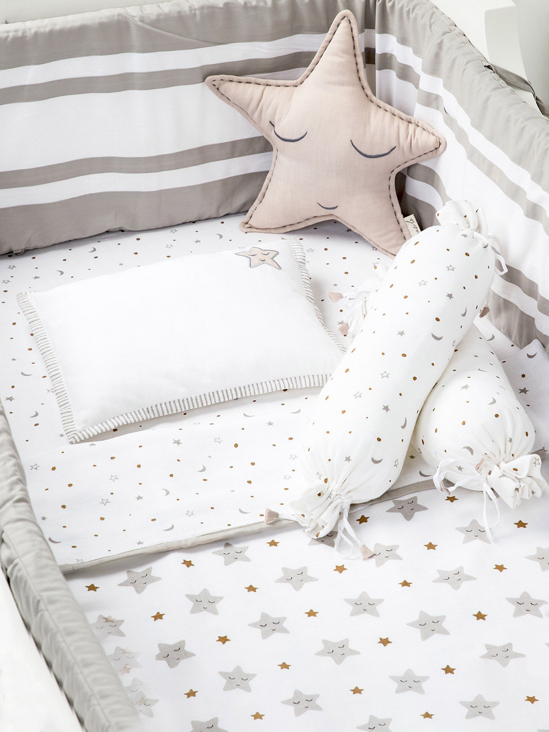 Masilo 6Pcs Printed Grey & White Baby Bed Sets