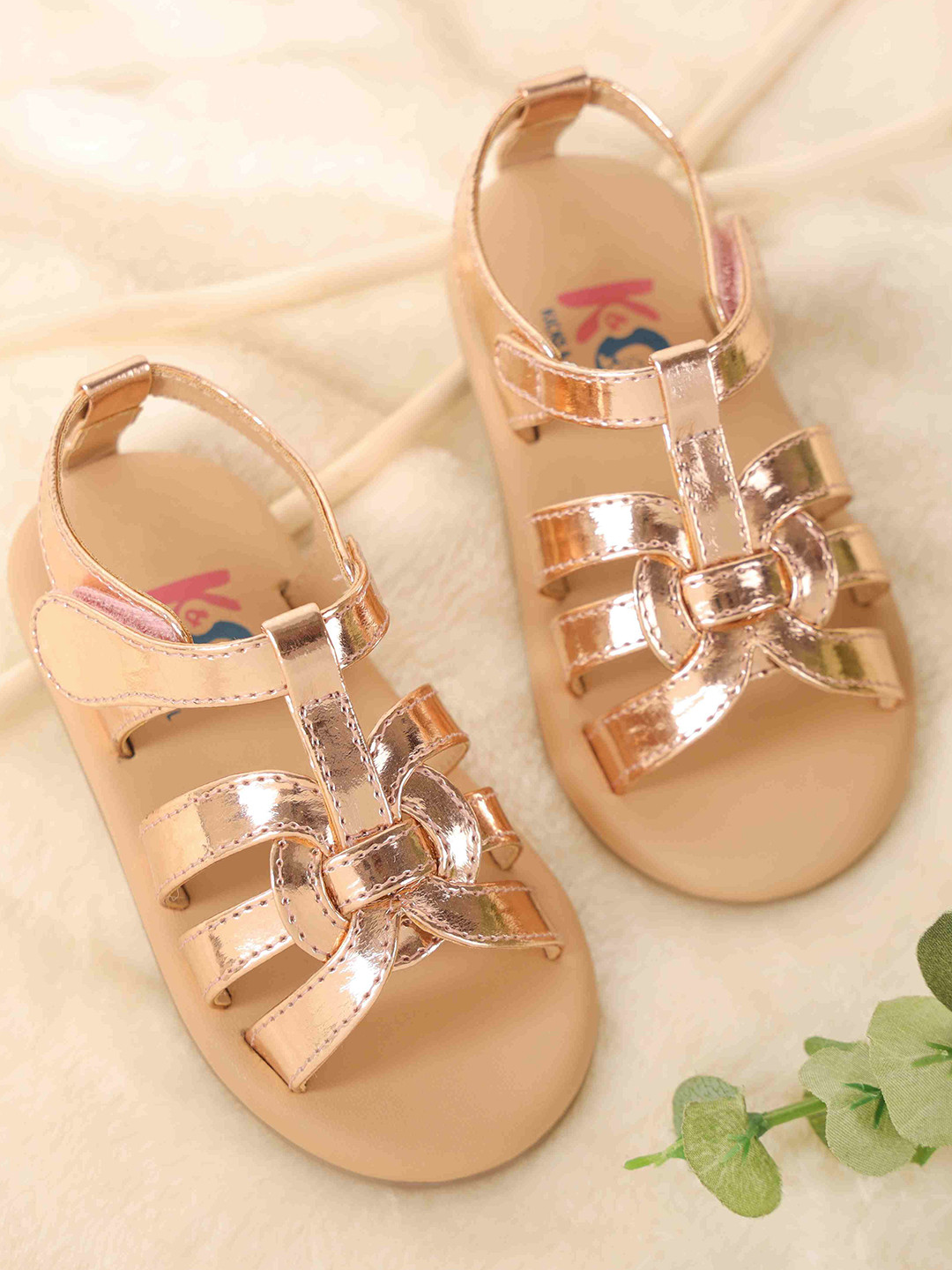 KICKS & CRAWL Girls Solid Backstrap Open Toe Flats