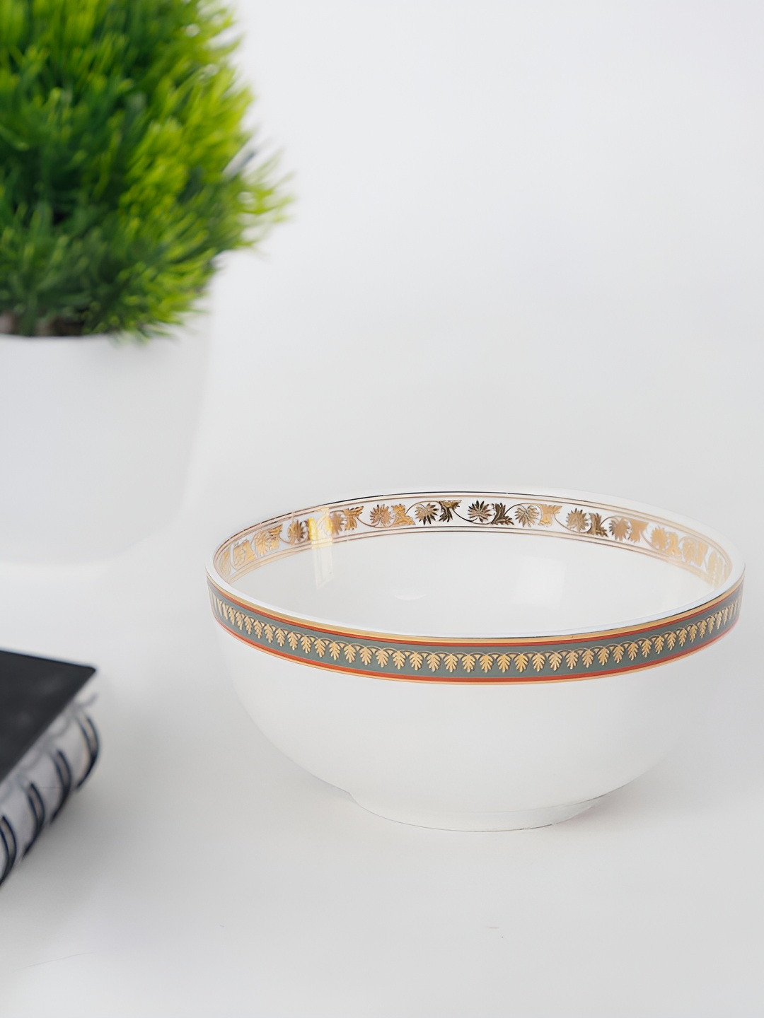 Fabindia Jodha White & Red Printed  Ceramic Decaled Katori