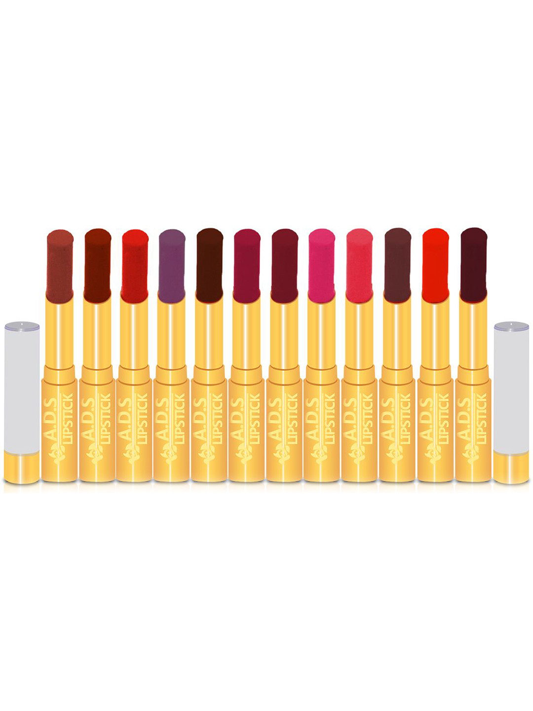 A.D.S Set Of 12 Moisturizing Smudge Proof Long Lasting Matte Lipstick - 1.8 gm - Shade - B