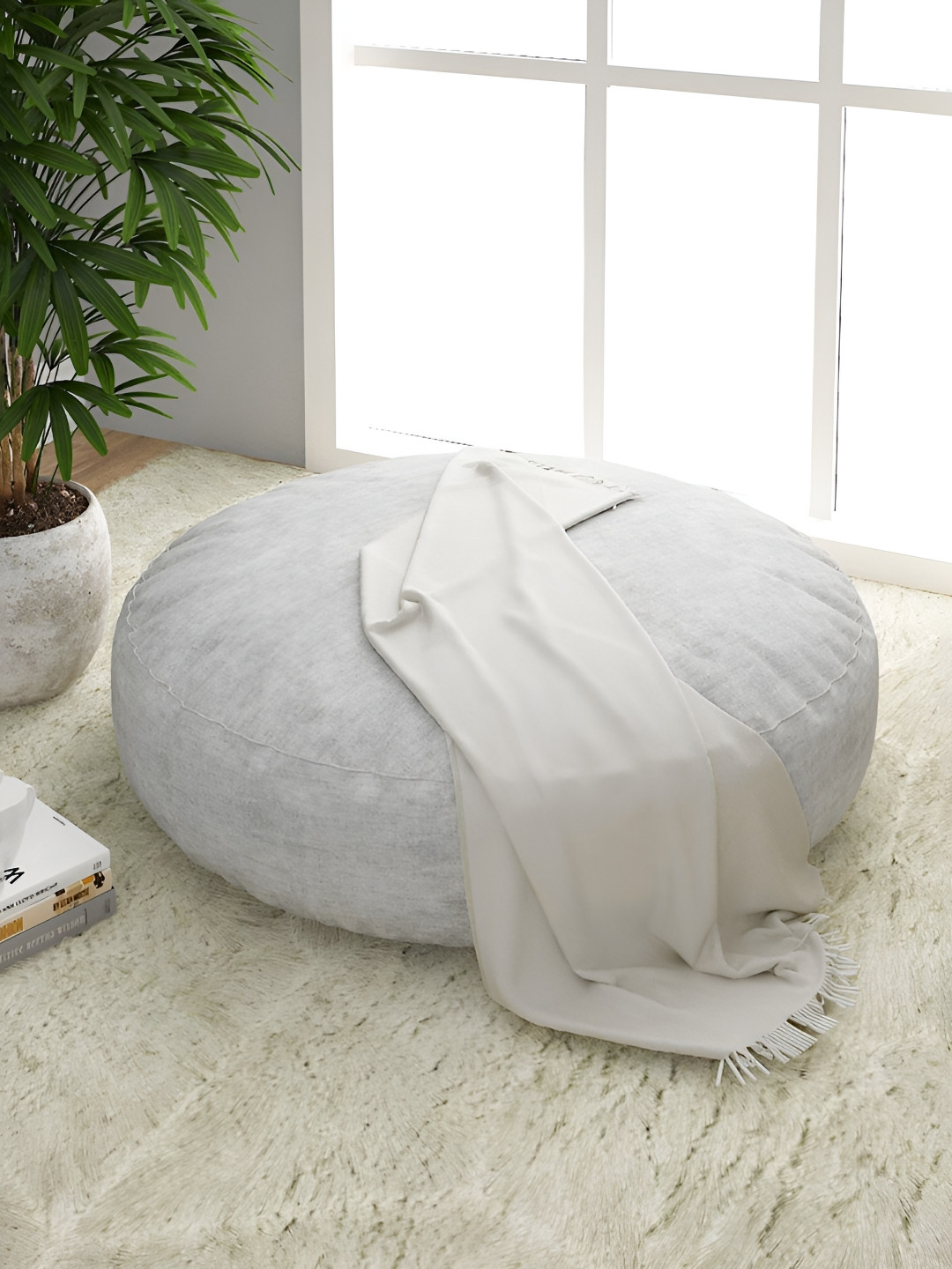 Fabindia Off White Woven-Designed Boucle Throw