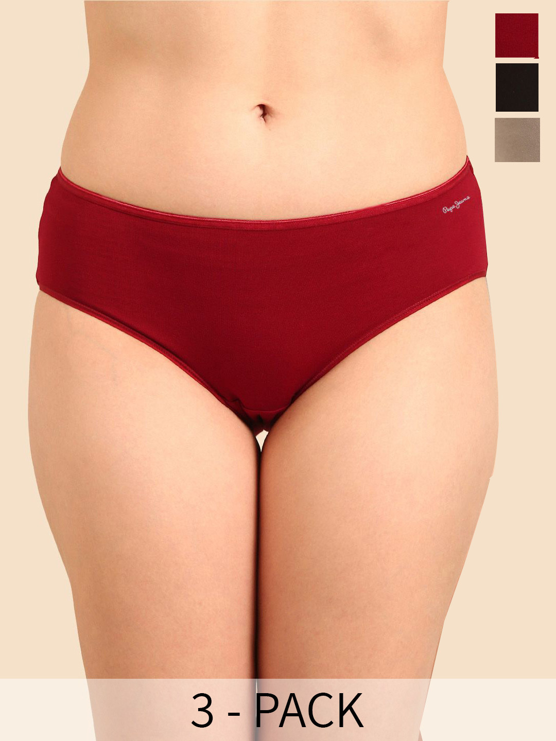 Pepe Jeans Pack Of 3 Assorted Seamless Hipster Briefs WCH01-03N-GREC