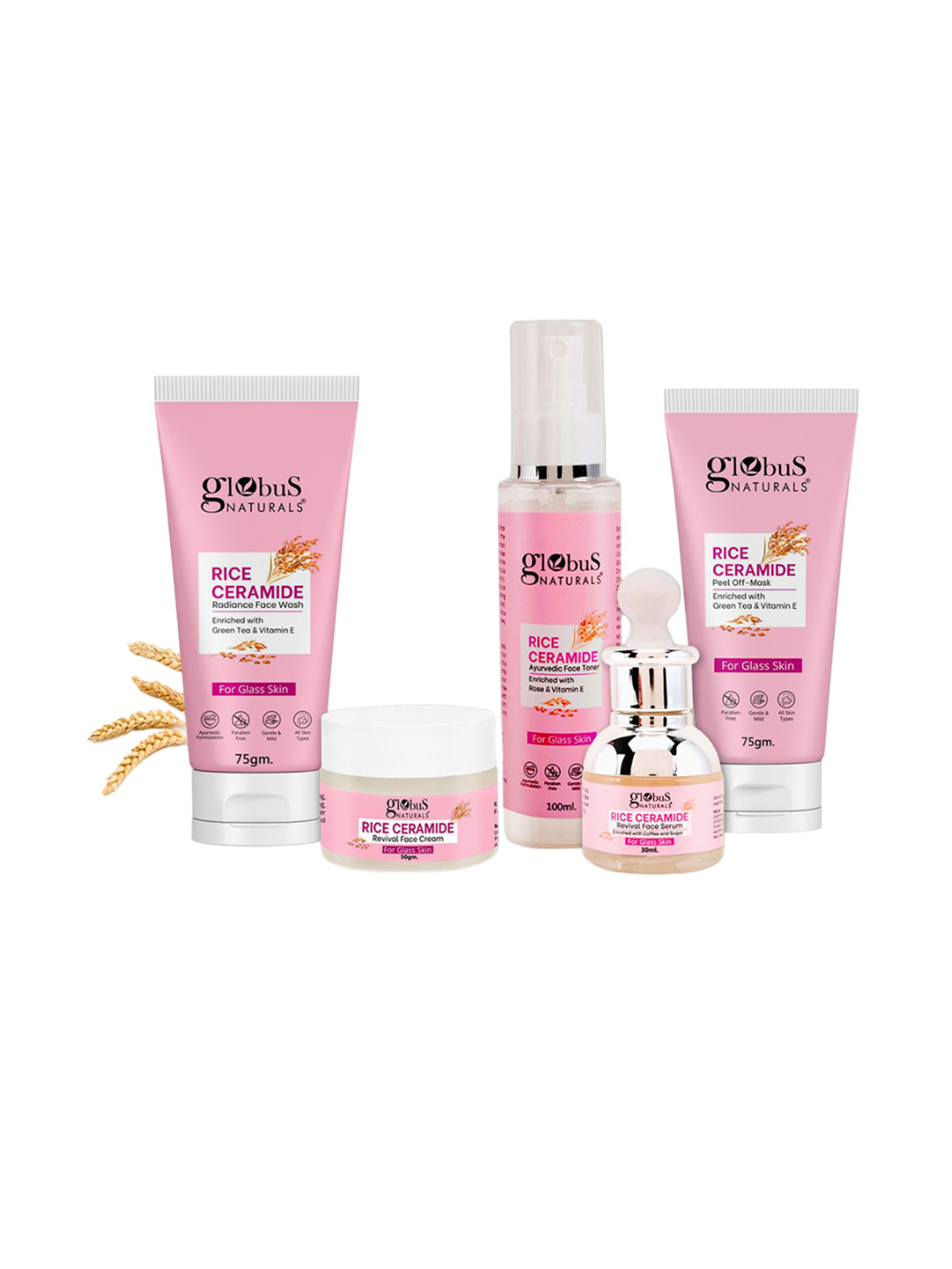 Globus naturals Set Of 5 Rice Ceramide Skin Care Combo