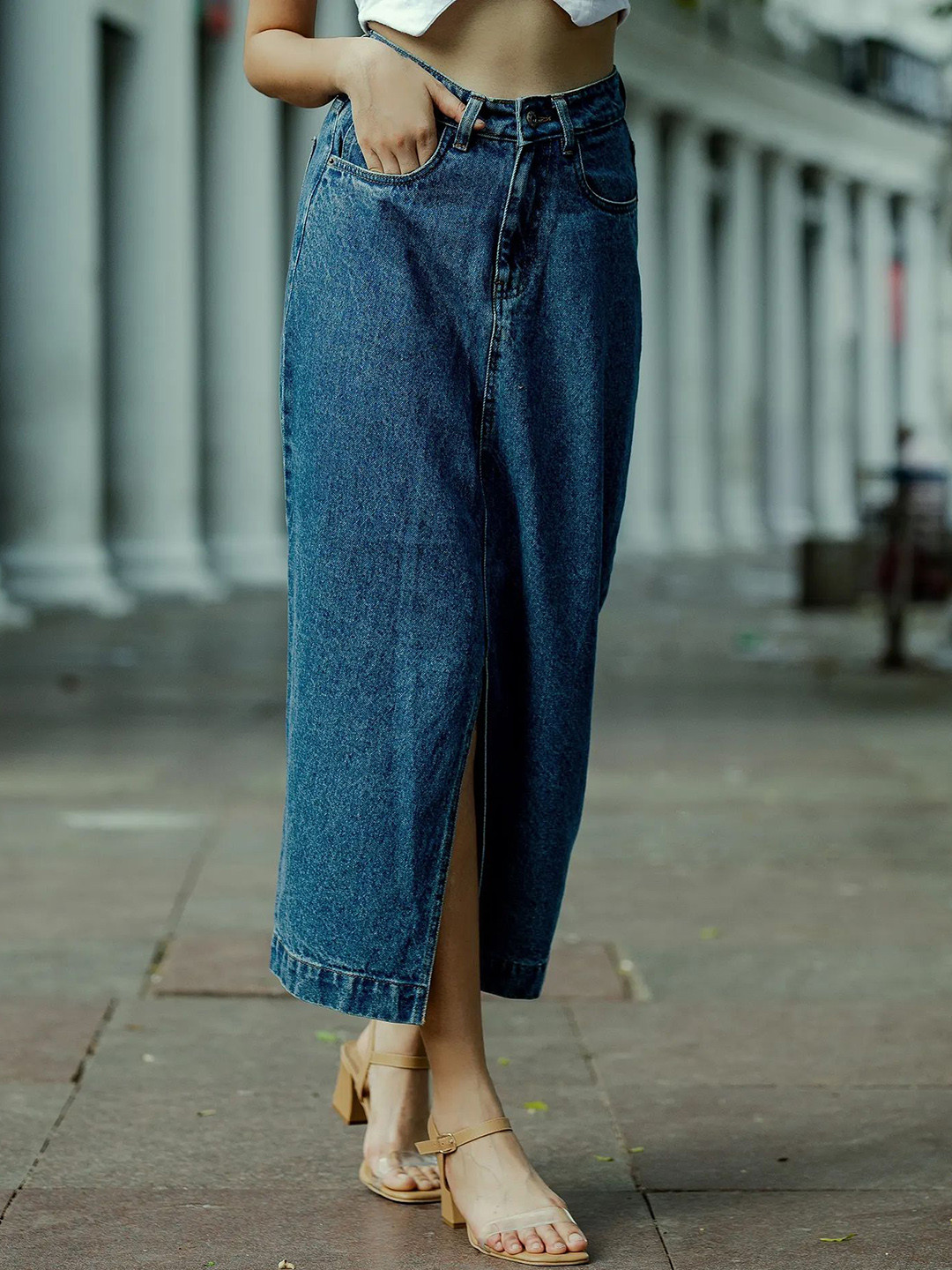 SALT ATTIRE Pure Cotton Straight Midi Skirts