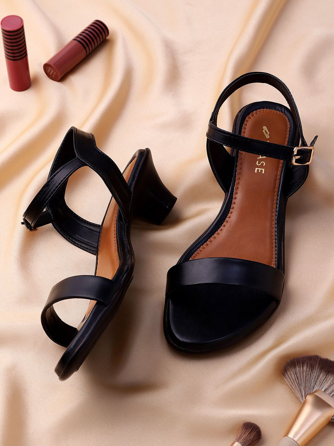 TRASE Open Toe Buckled Sandals with Kitten heels