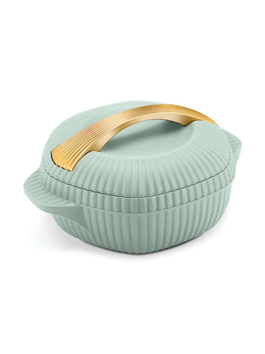 Milton Oyster 2500 PU Green & Gold Toned  Textured Stainless Steel Casserole 2.1 L