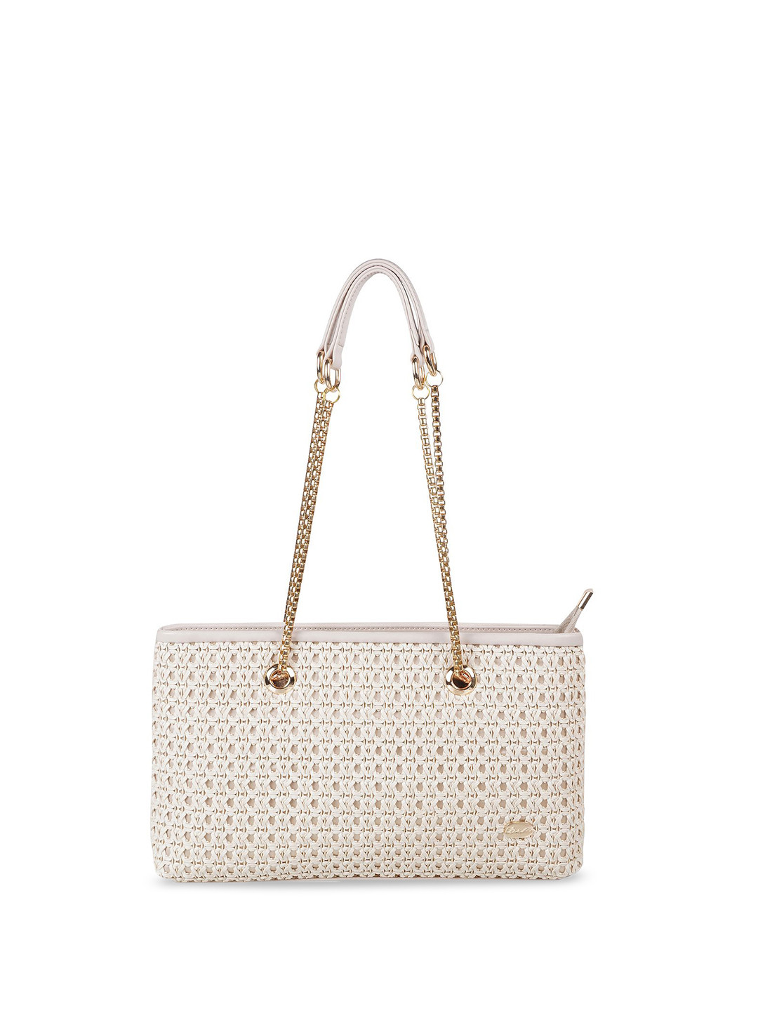 Cheemo Textured Structured Shoulder Bag with Cut Work