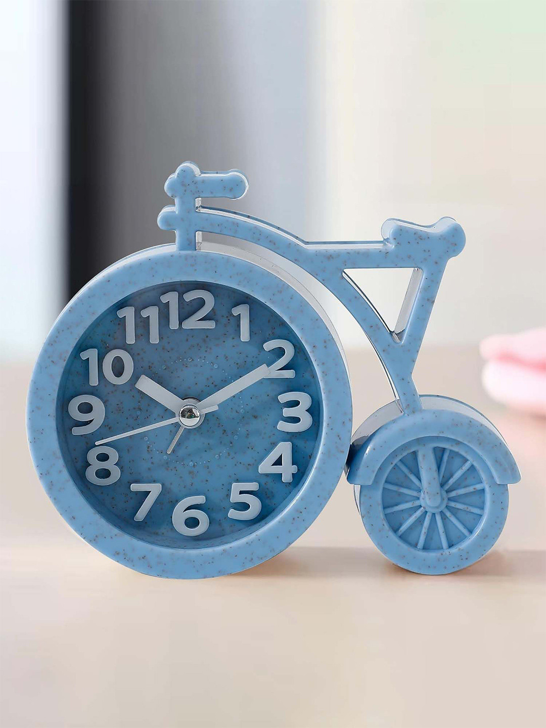 Nostrae by Ekhasa Blue Bicycle Design Quirky Table Clock With Alarm