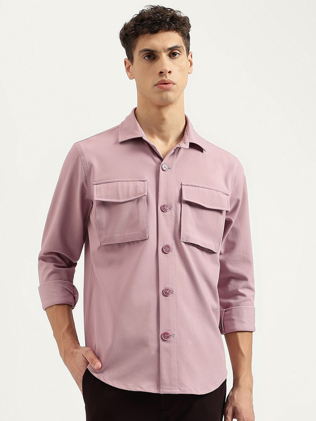 United Colors of Benetton Men Classic Spread Collar Solid Casual Shirt