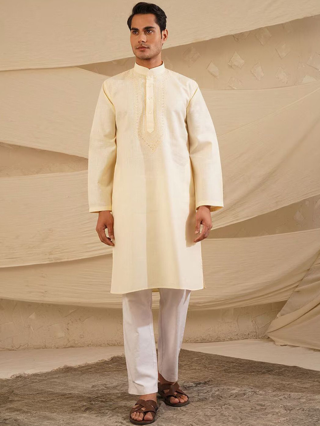 Noorkari Embroidered Chikankari Cotton Straight Kurta