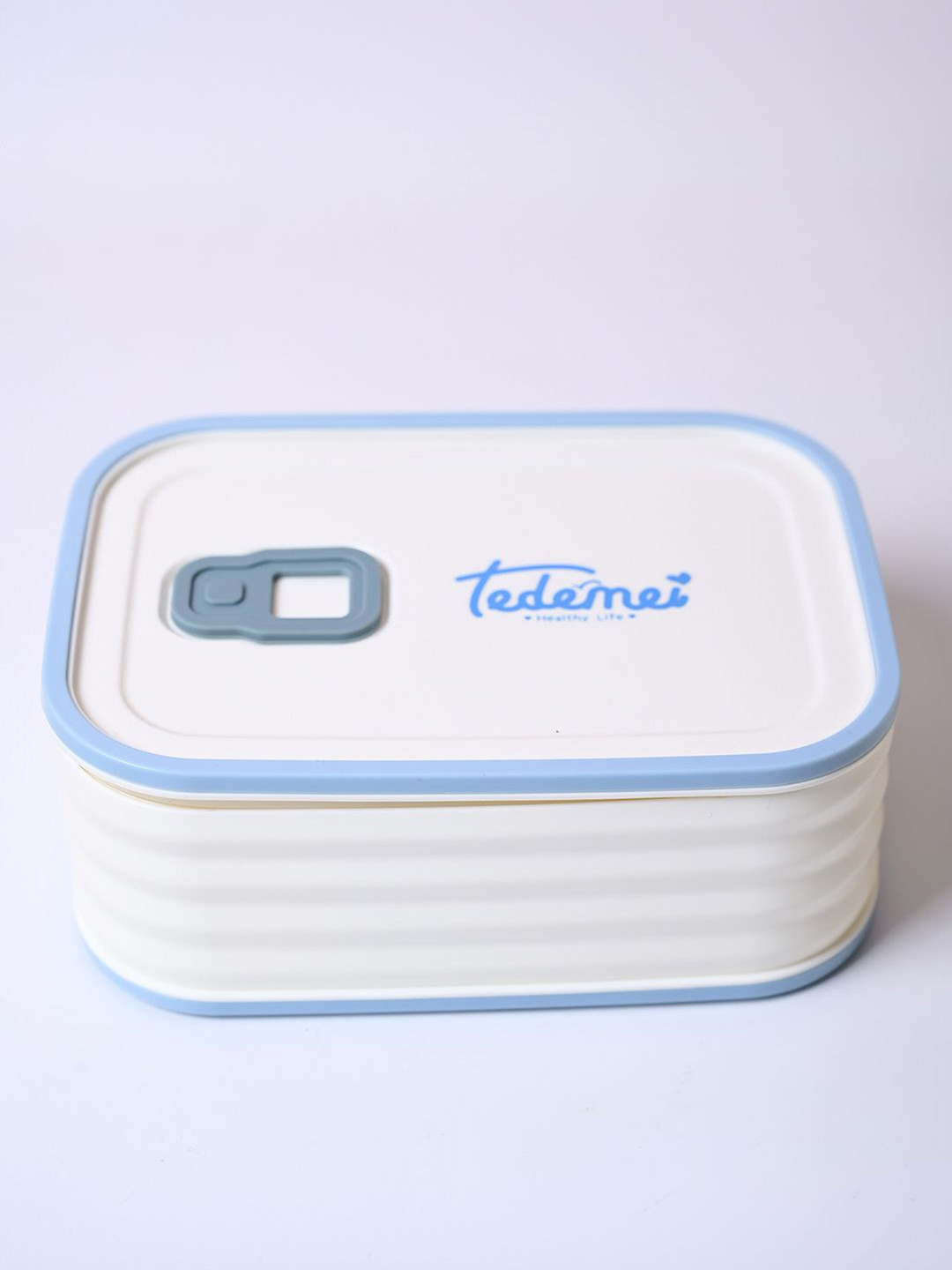 MARKET99 Off White Typography Plastic Easy to Clean 3PCs Lunch Box With Spoon and Fork