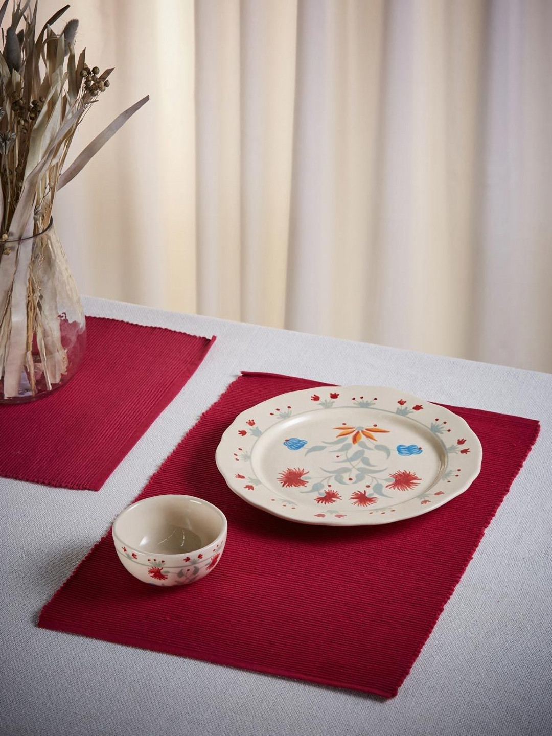 Fabindia Standalone 6 Pieces Pink Cotton Table Placemats