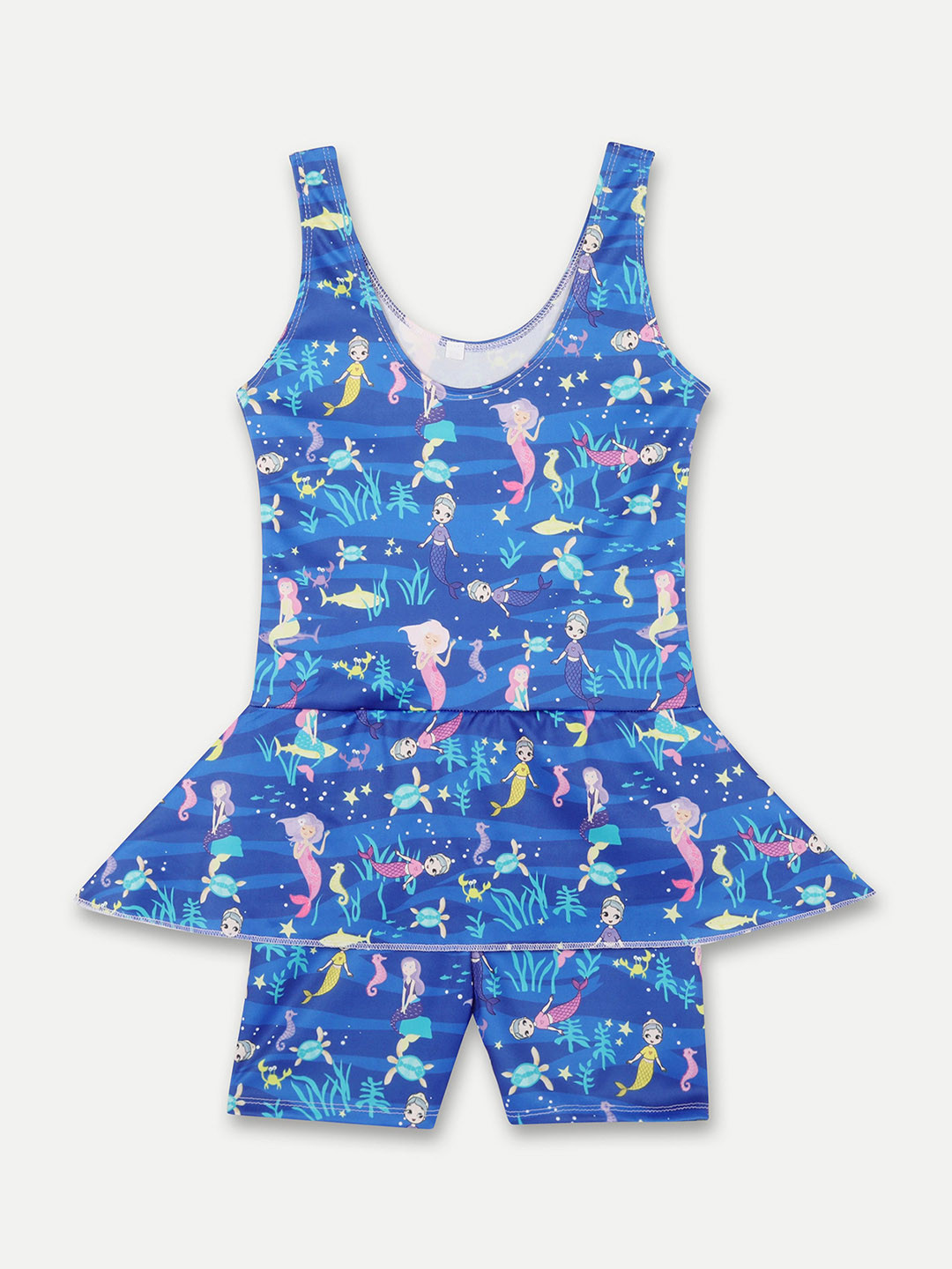 Aqua Holic Girls Abstract Printed Round Neck Swimwear