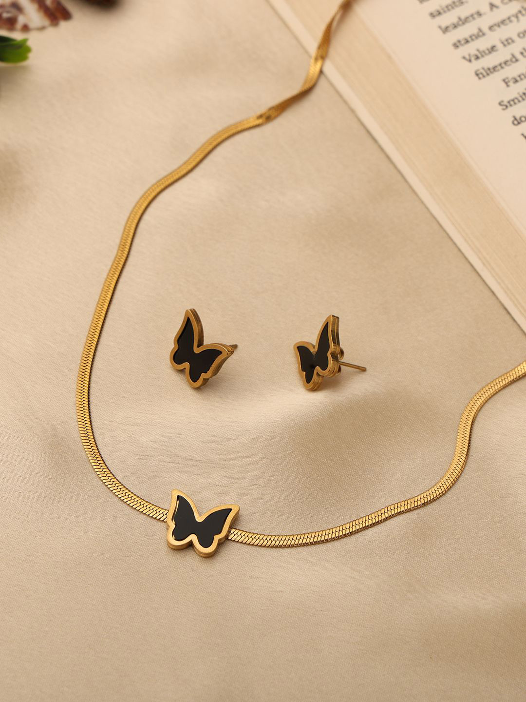 VENI 18KT Gold-Plated Stainless Steel Enamelled Jewellery Set