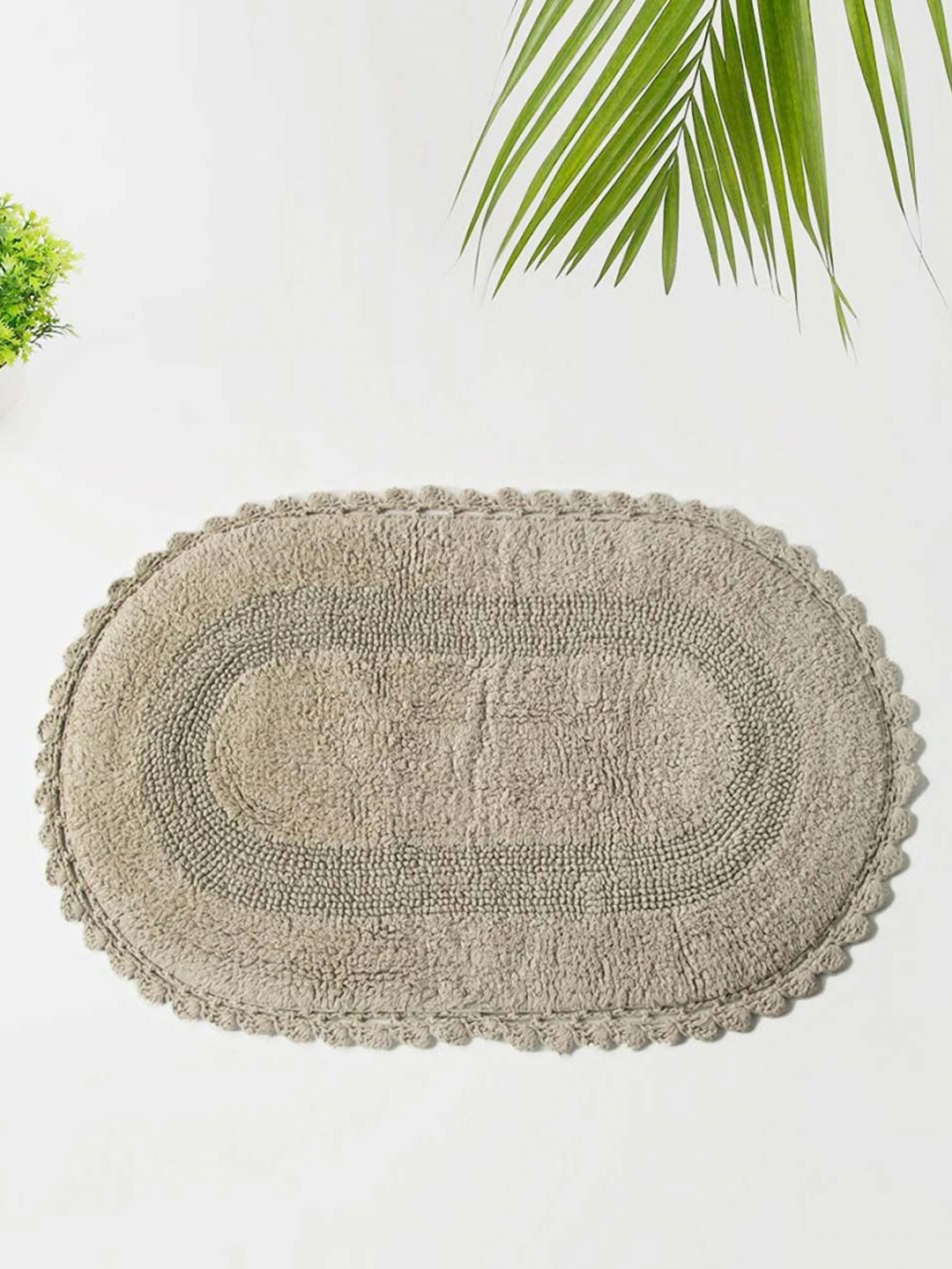 Fabindia Crochia Beige Textured 1450 GSM Bath Rugs