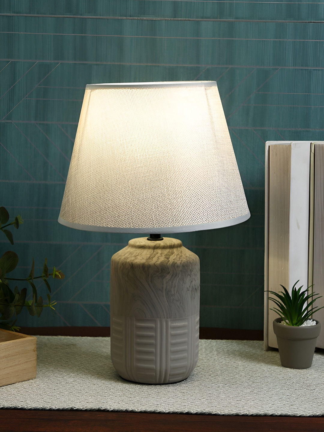 TAYHAA Grey Ceramic Quirky Frusturical Shaped Table Lamp