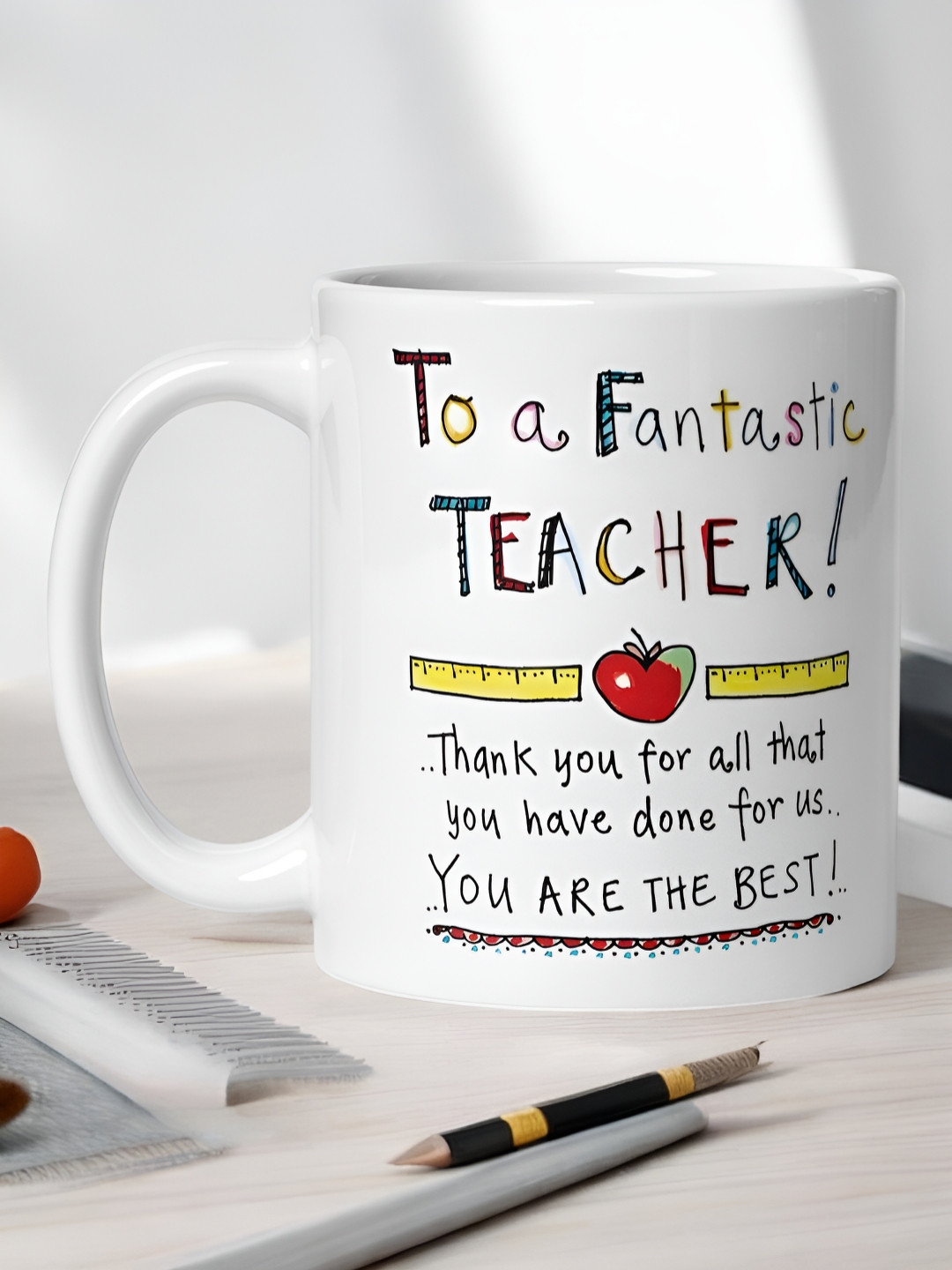 bettergiftflowers Fish Scaled White Typography Ceramic Microwave Safe Mug-350ml