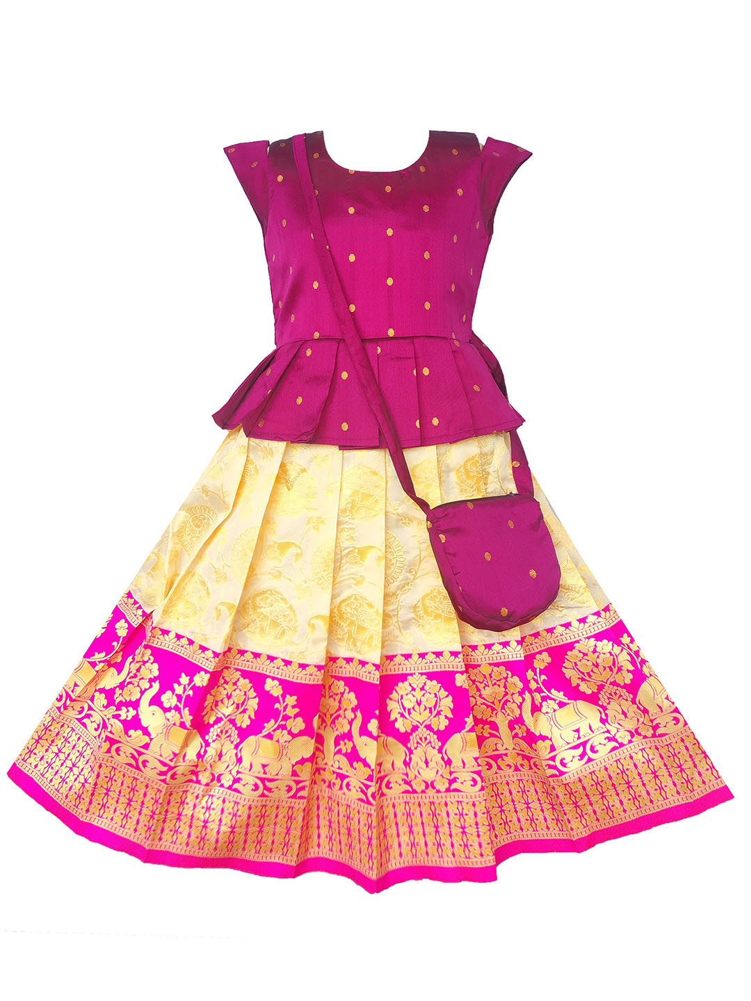 BAESD Embellished Gilrs Pattu Pavadai Fit and Flare Maxi Dress