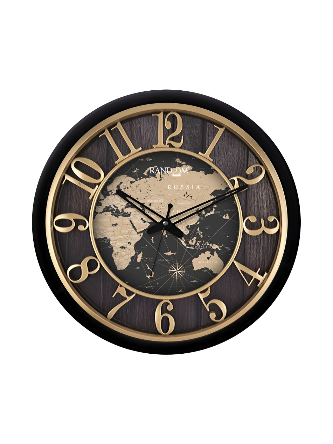 RANDOM Plastic Long service life Round Battery Analogue World Map Wall Clock-30cm