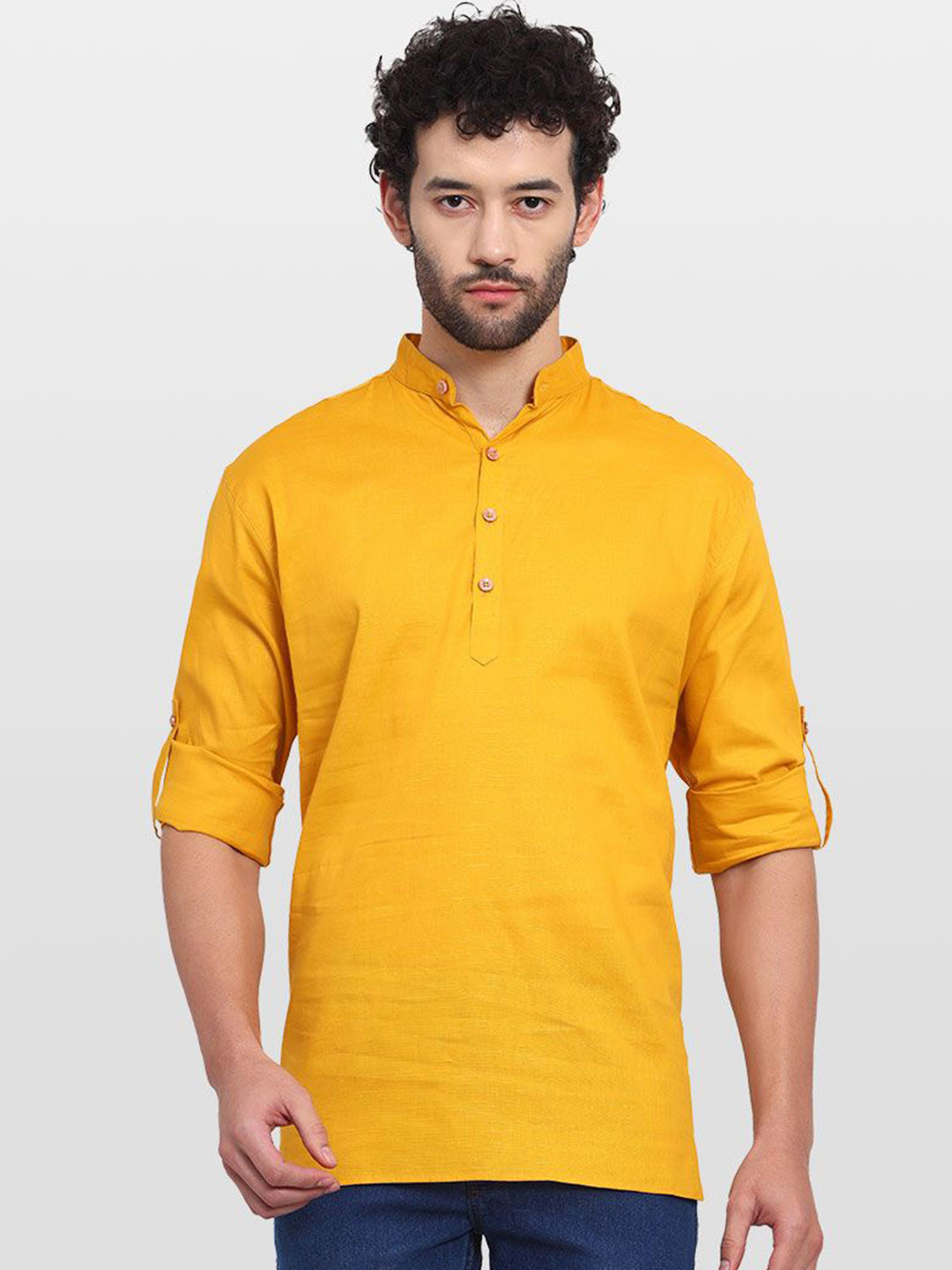 TrendiVastra Mandarin Collar Cotton Straight Kurta