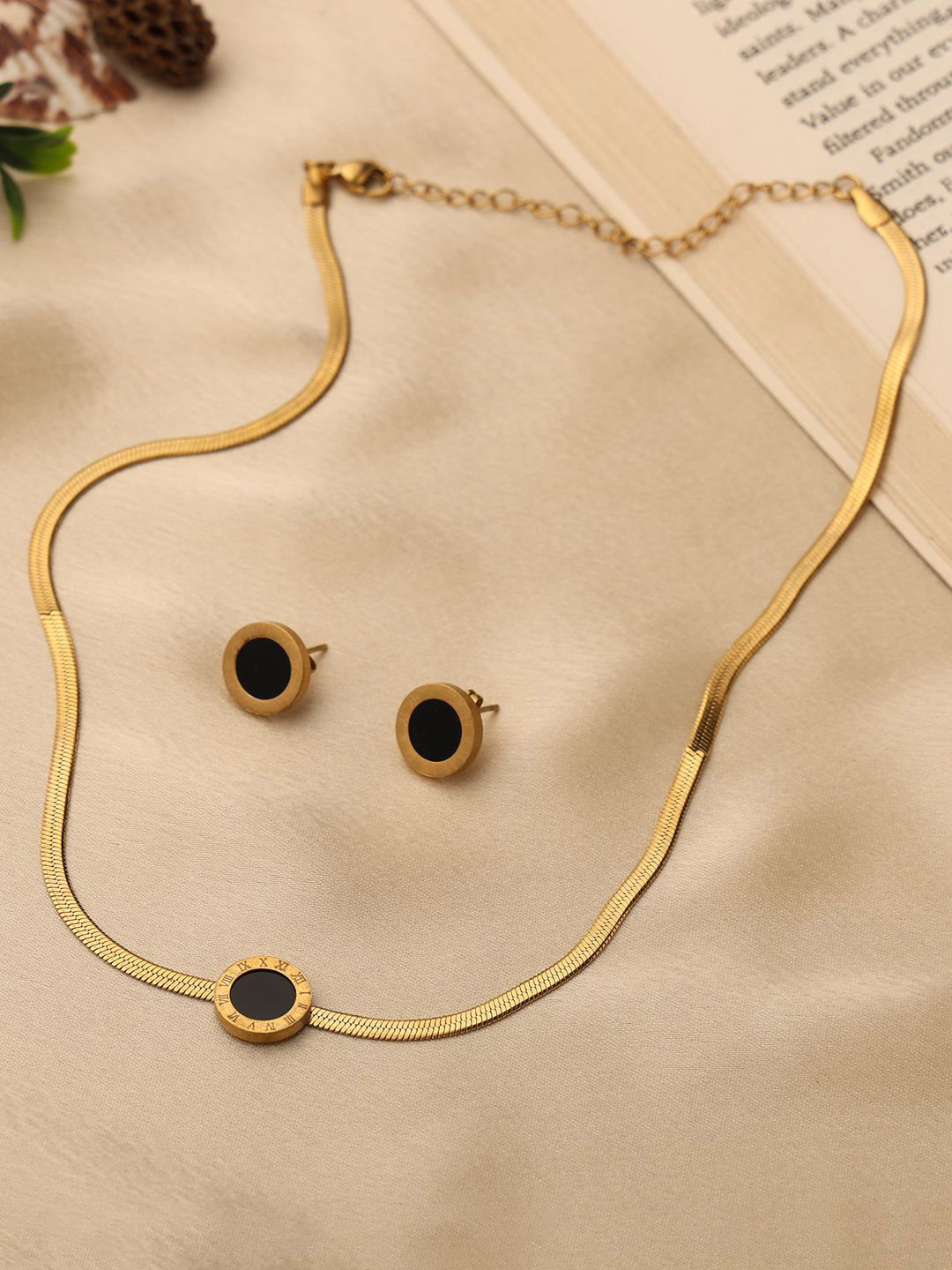 VENI 18KT Gold-Plated Stainless Steel Enamelled Jewellery Set