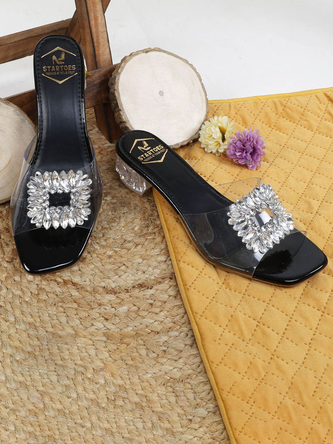 STARTOES Women Embellished Party Block Heels Sandals