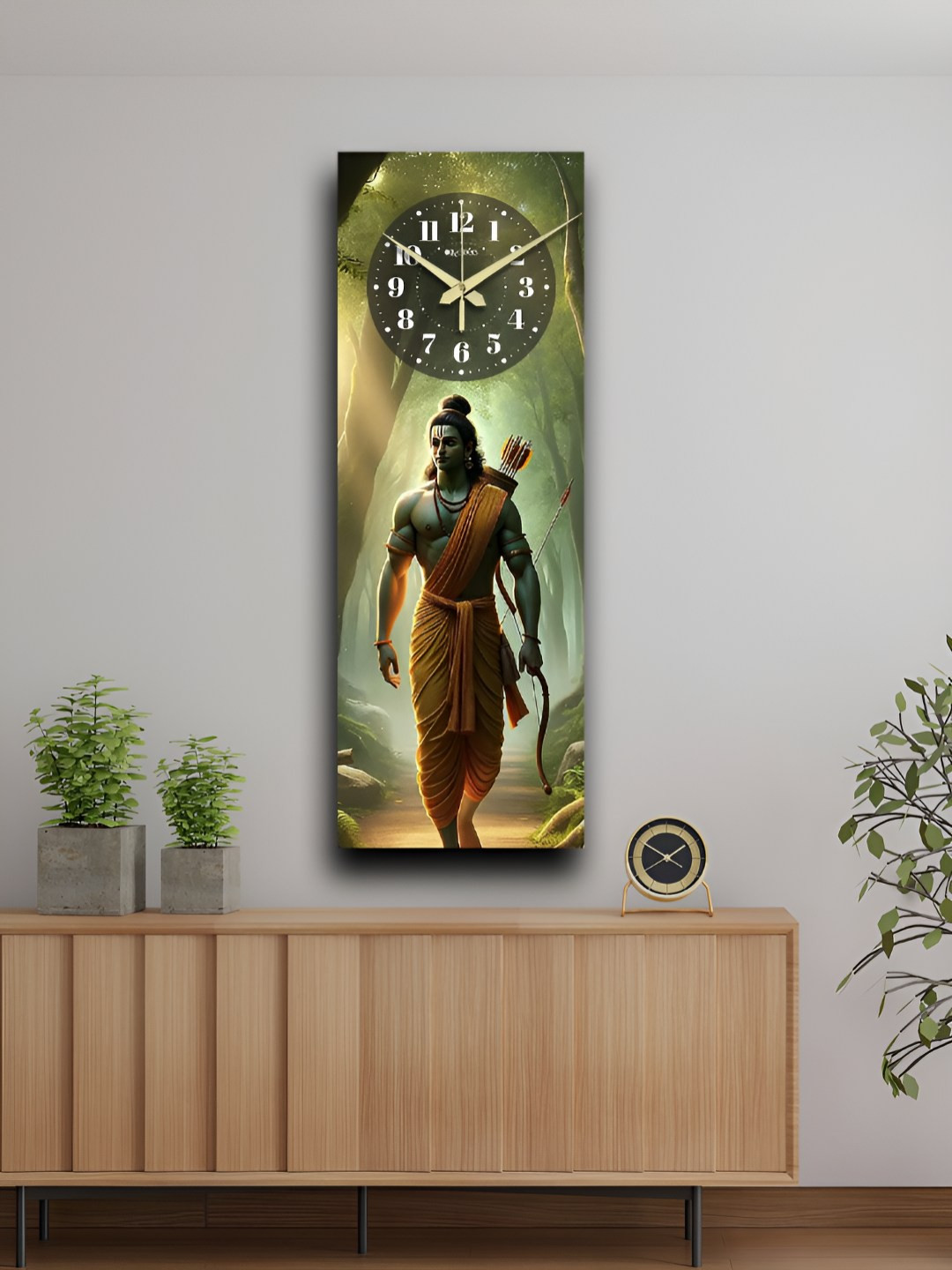 OLIVE TREE Designer Green Wood Tic-Toc Movement Rectangle Battery Analogue Wall Clock