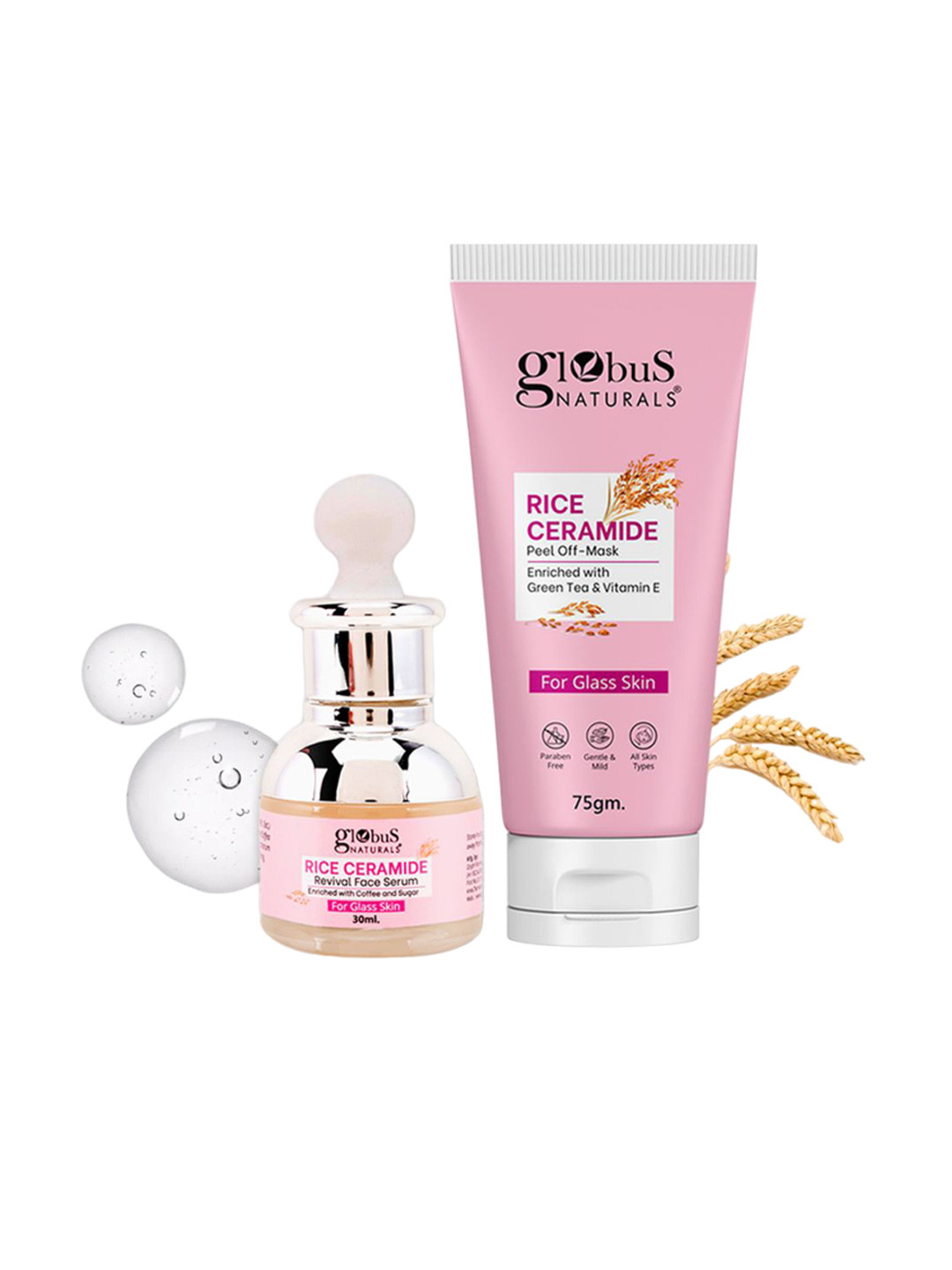 Globus naturals Rice Ceramide Revival Serum 30 ml & Peel Off Mask 75 g