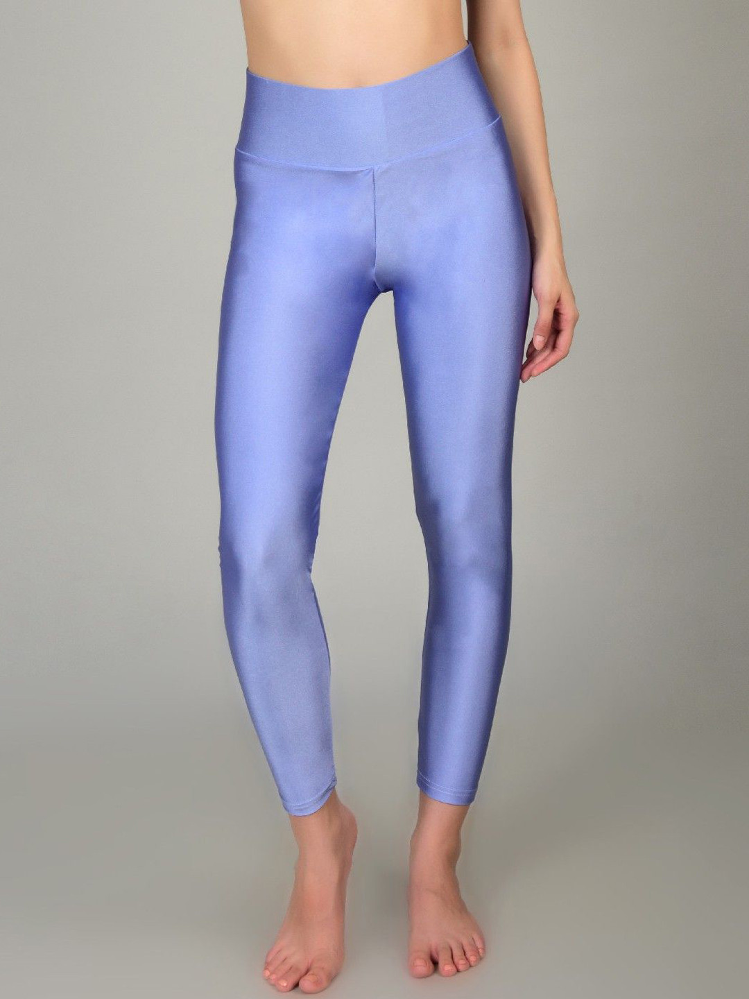 Poftik Stretchable Ankle Length Glossy Shinny Workout Slim Fit Gym Tights