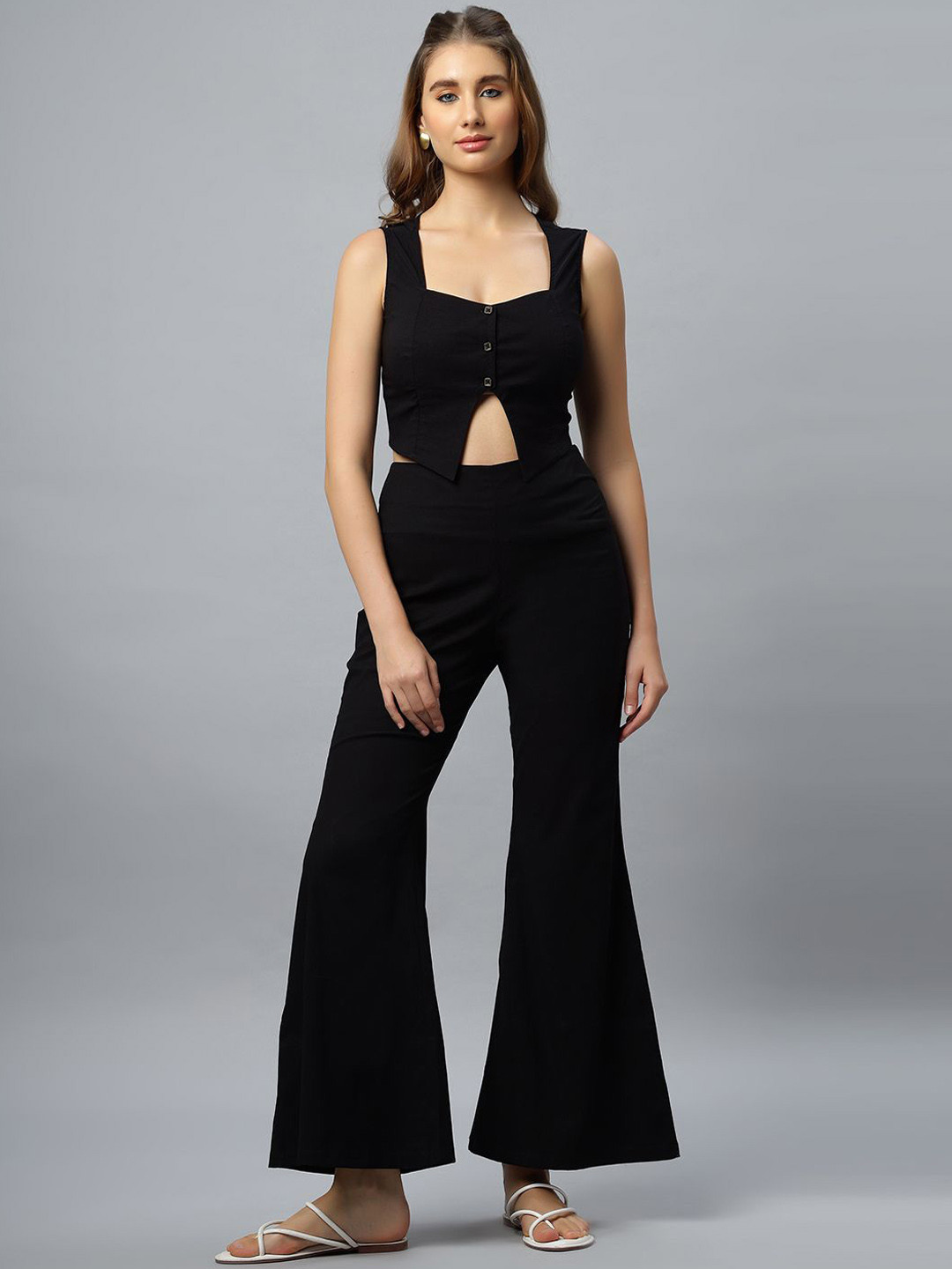PEACH & PANDA Sleeveless Crop Top & Trousers