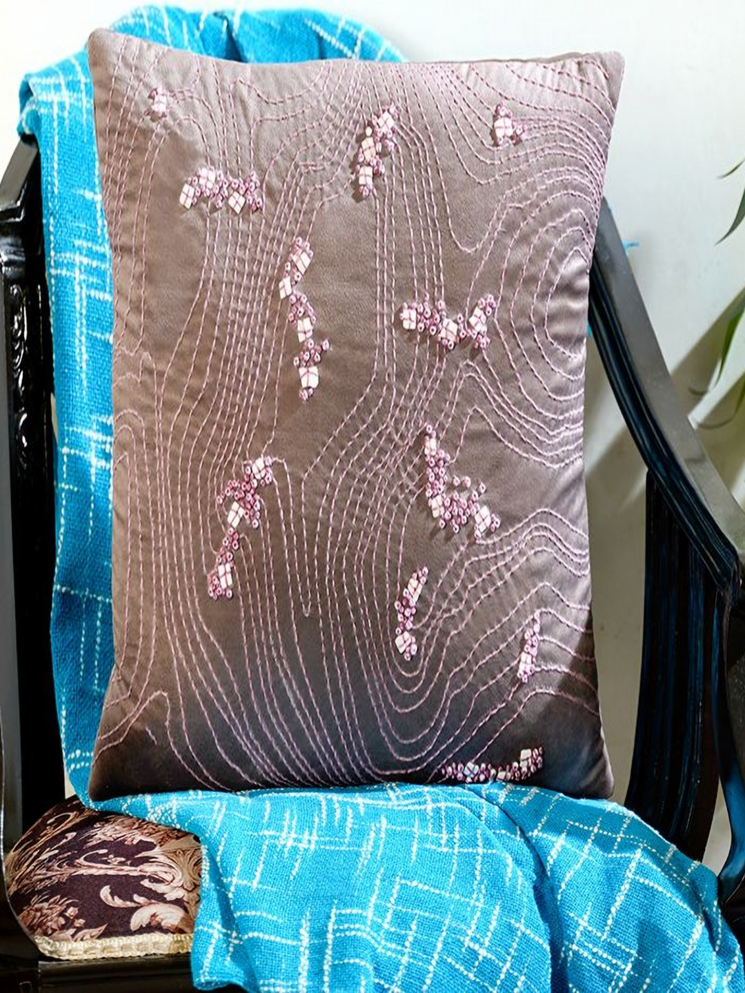 Mid July Home Brown & Pink Velvet Rectangular Cushion Covers