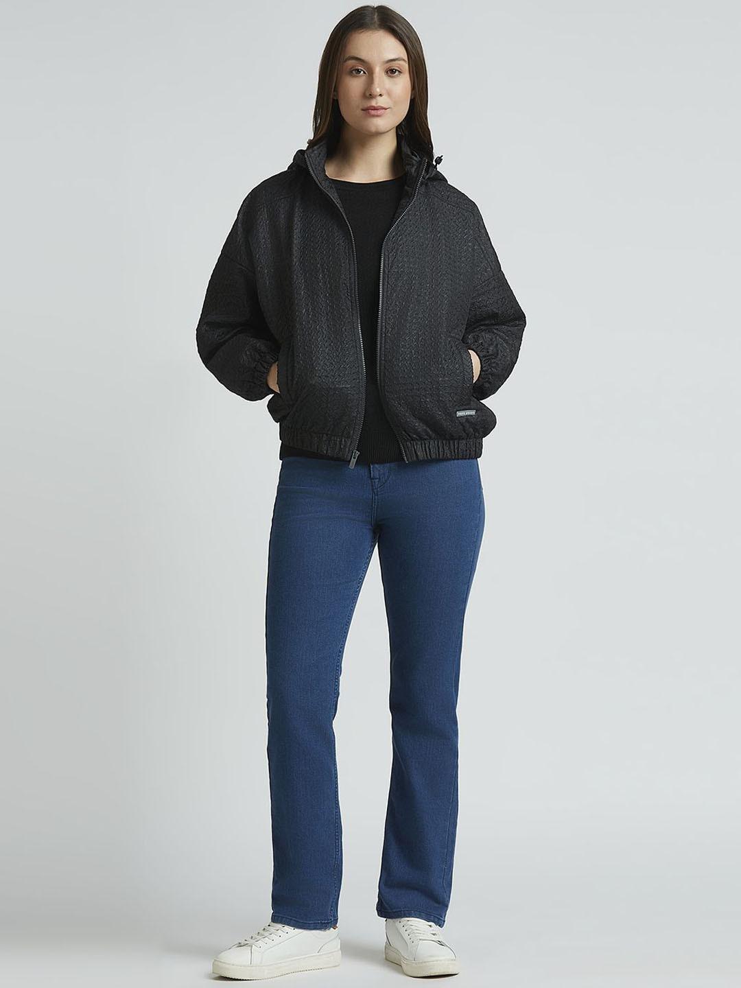 Pepe Jeans Women Self Design Lightweight Open Front Jacket