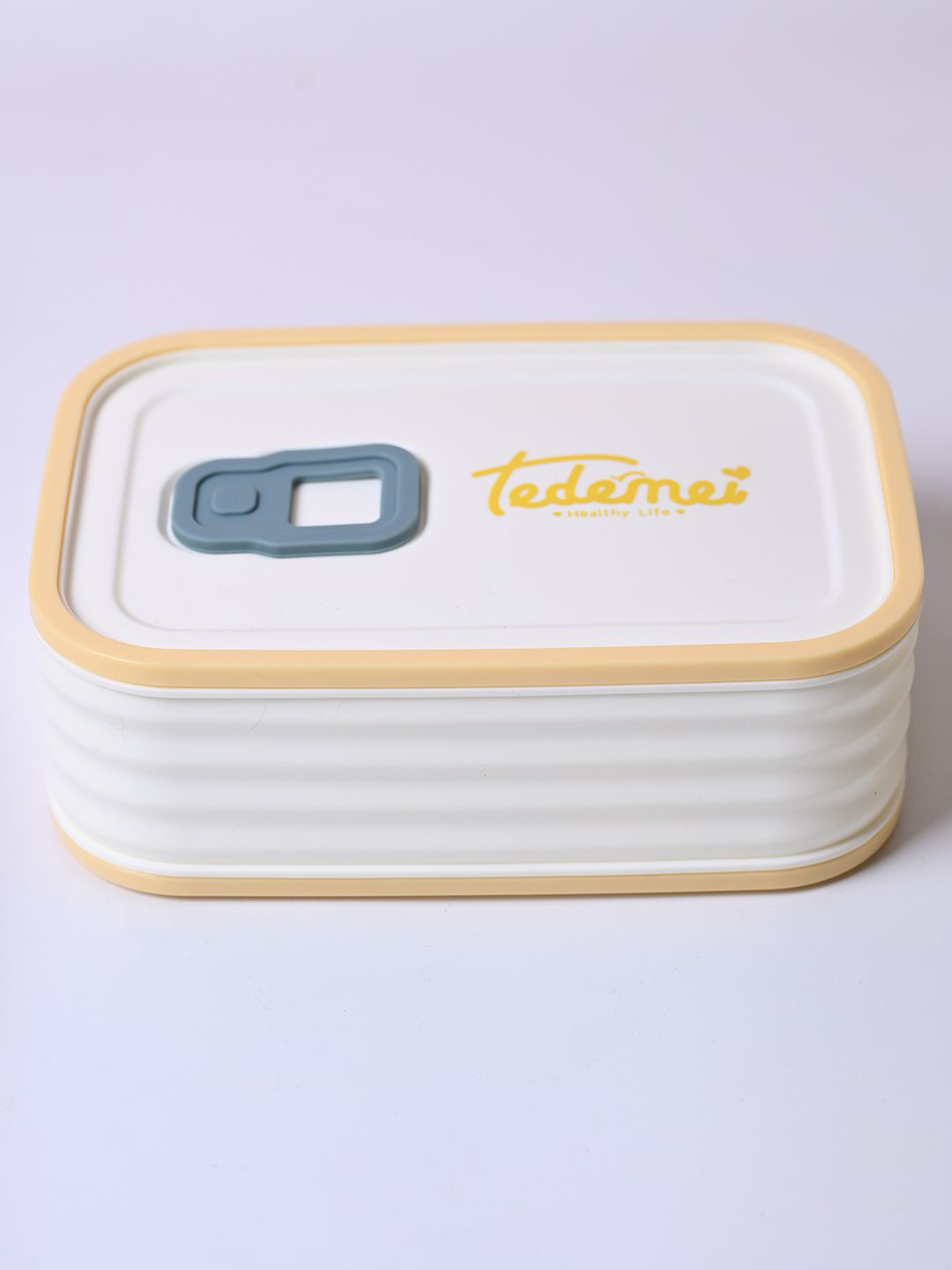 MARKET99 Cream Typography Plastic Easy to Clean 1PCs Lunch Box With Spoon and Fork