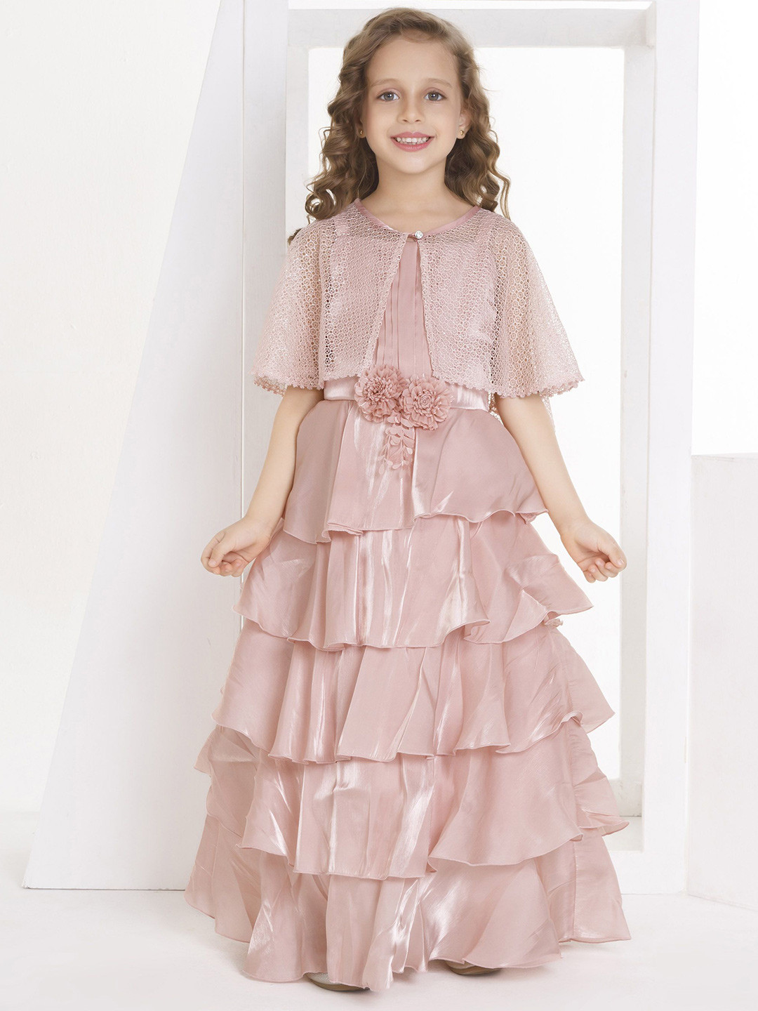 Peppermint Girls Embellished Cape Sleeve Maxi Dress