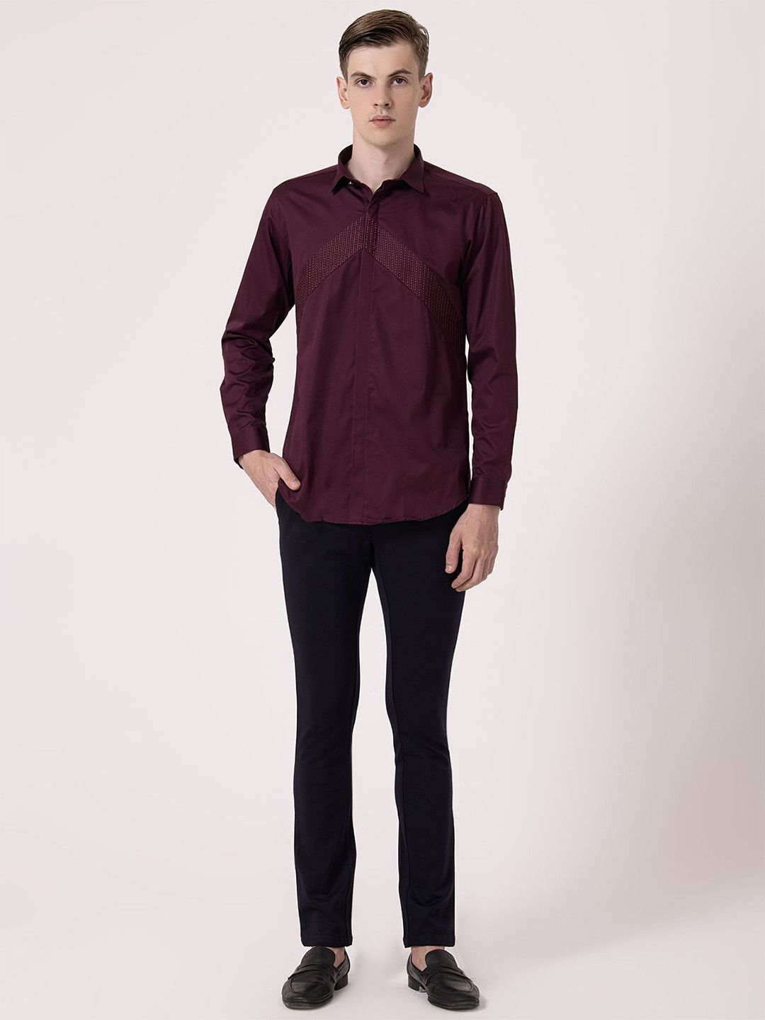 Albion By CnM Men Spread Collar Striped Casual Shirt