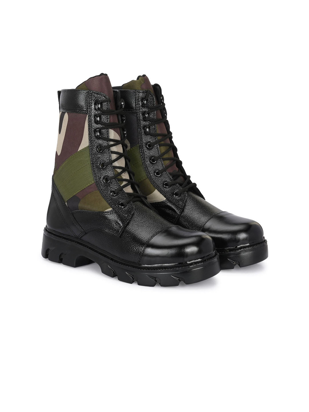SHOE DAY Men Camouflage Printed Leather Desert Boots