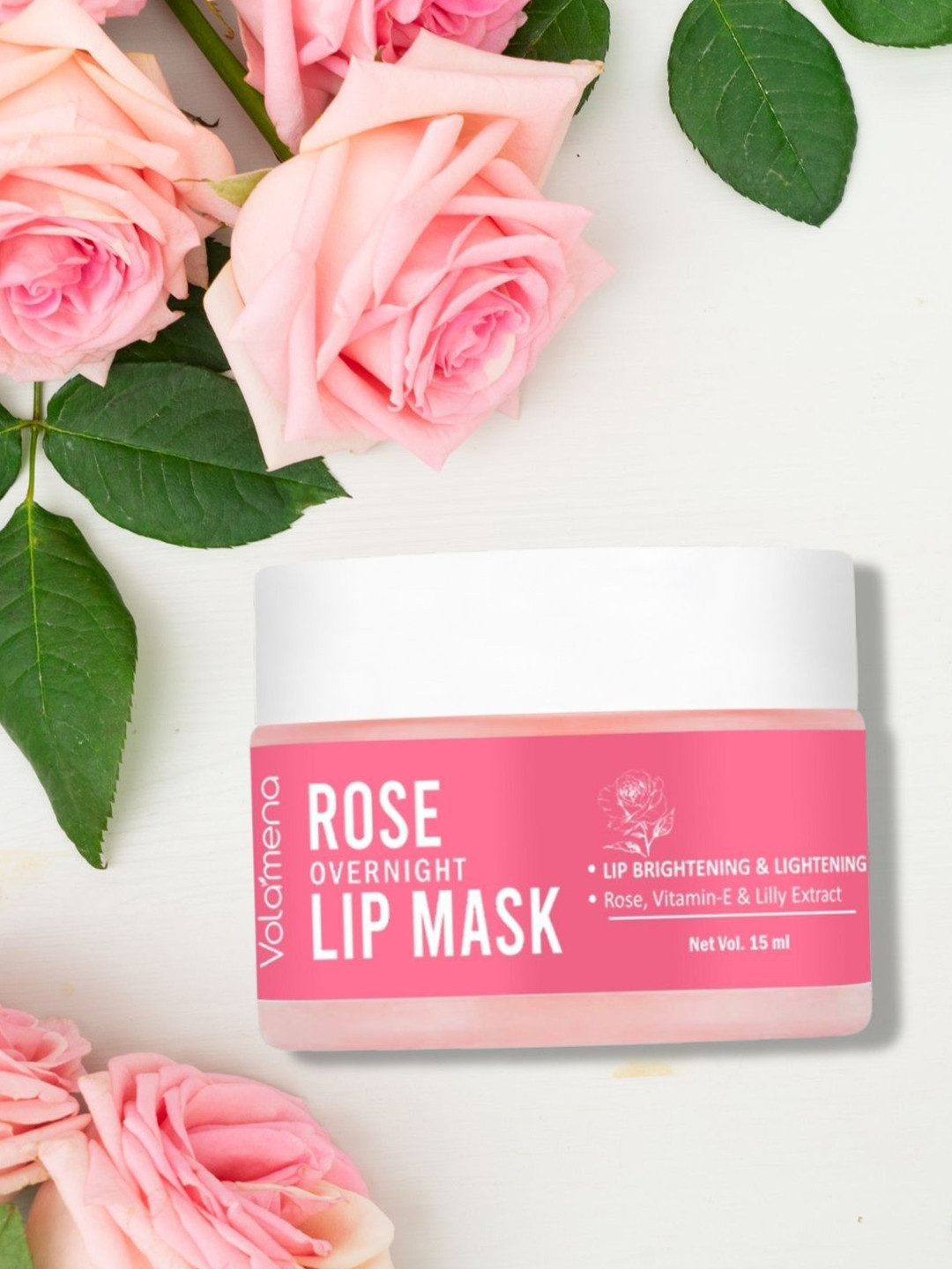 Volamena Rose & Vit-E Lip Mask For Plumping & Brightening Lips-15 ml