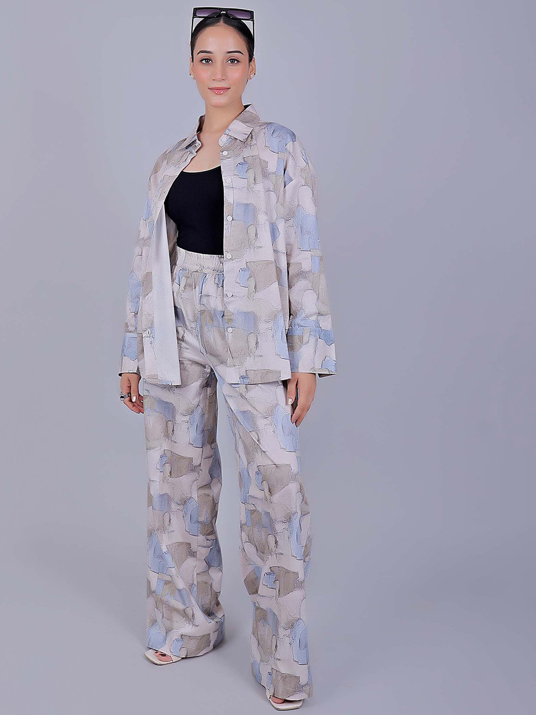 BLUEBIRD Abstract Printed Shirt  With Trousers