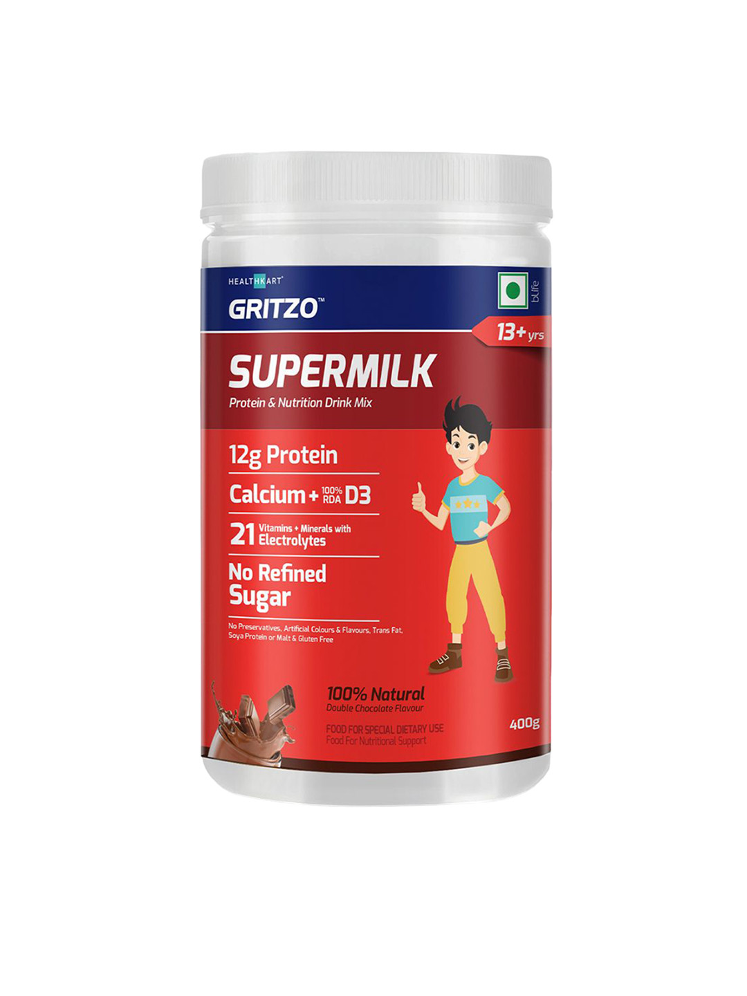 Gritzo Gritzo Supermilk Daily Nutrition Powder Protein-Double Chocolate-400 g
