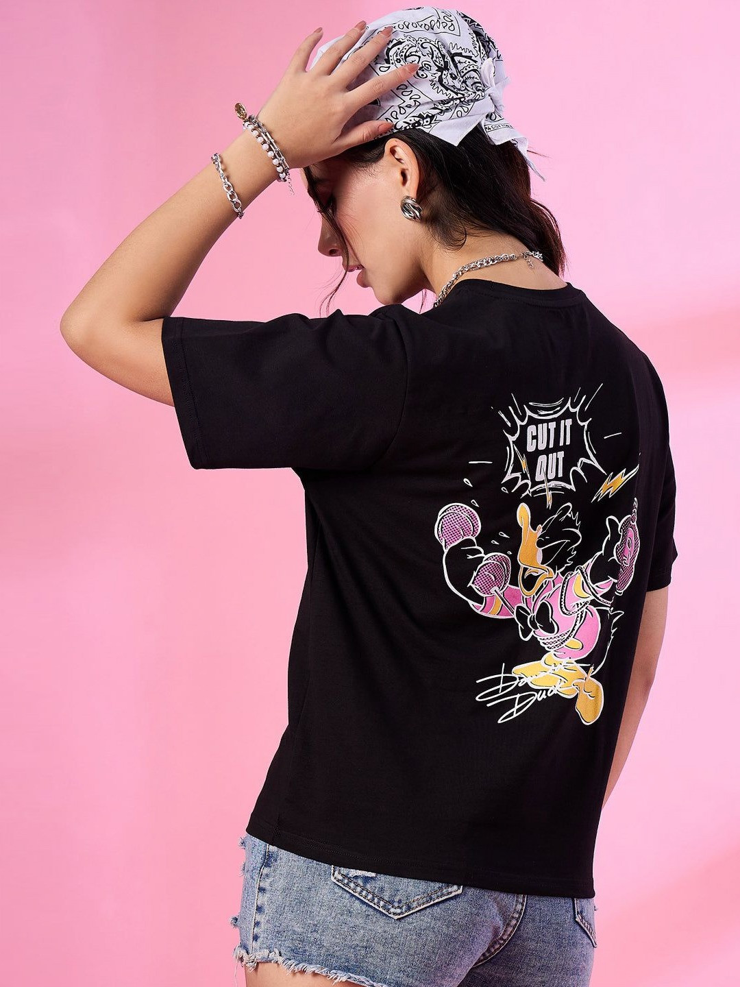 CUPID Women Graphic Printed Round Neck Cotton Oversized T-shirt