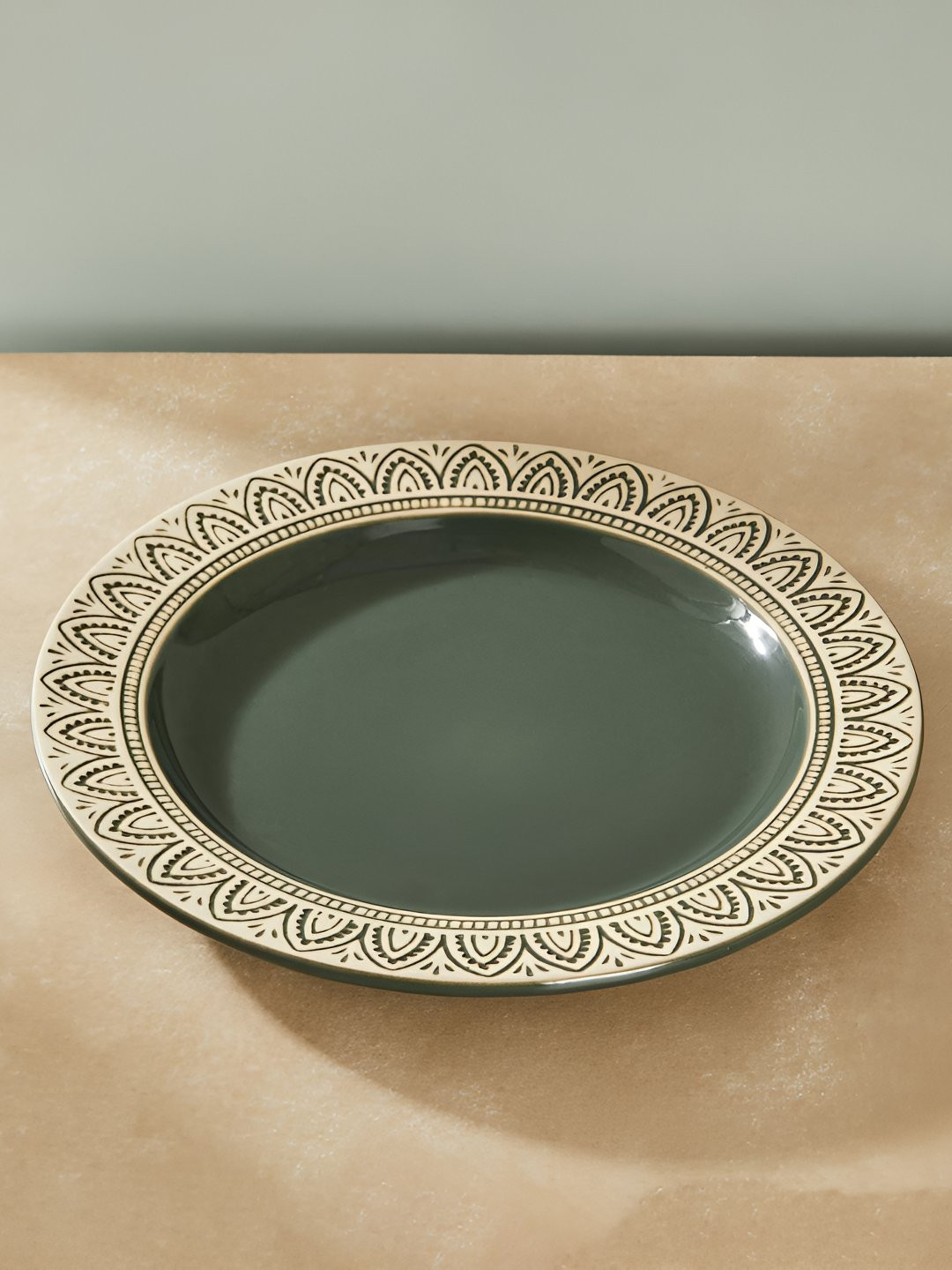 Fabindia Leela Green Ceramic Dinner Plate