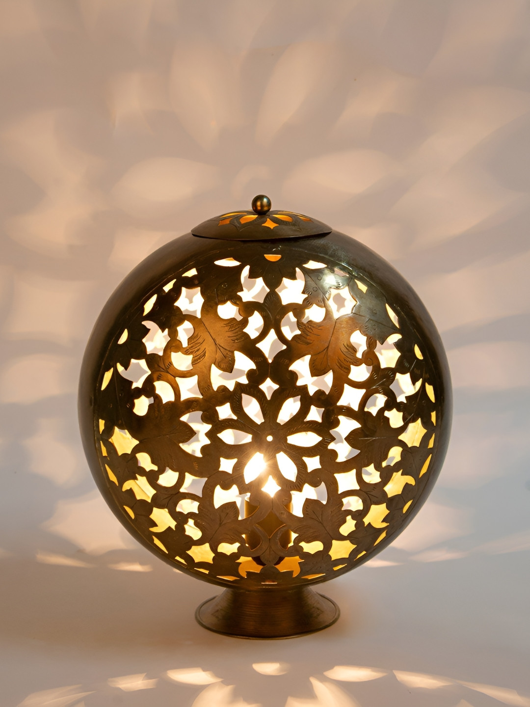 Fabindia Brass Fazal Metal Cutwork Ambient Table Lamp Without Shade