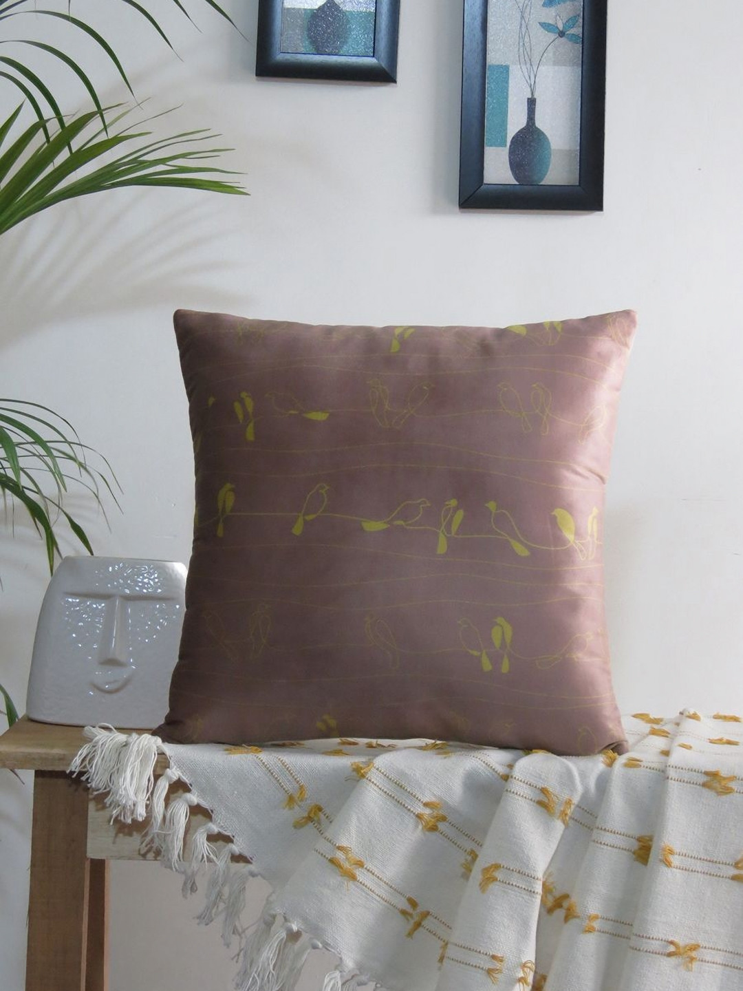 Mid July Home Mauve Abstract Velvet Durable Textured Square Cushion Cover - 16 x 16 Inches